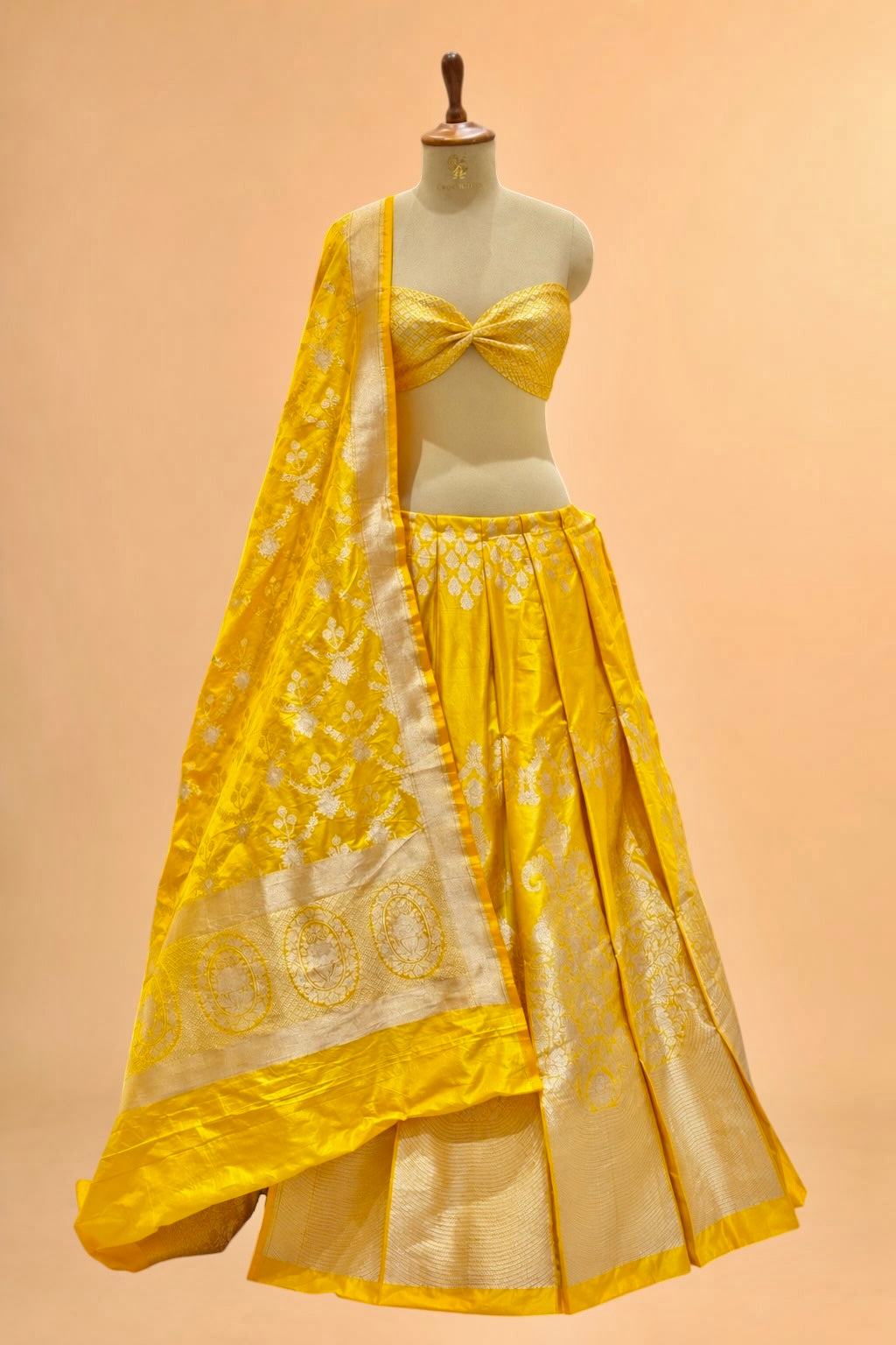 Yellow Banarasi Pure Katan Silk Lehenga
