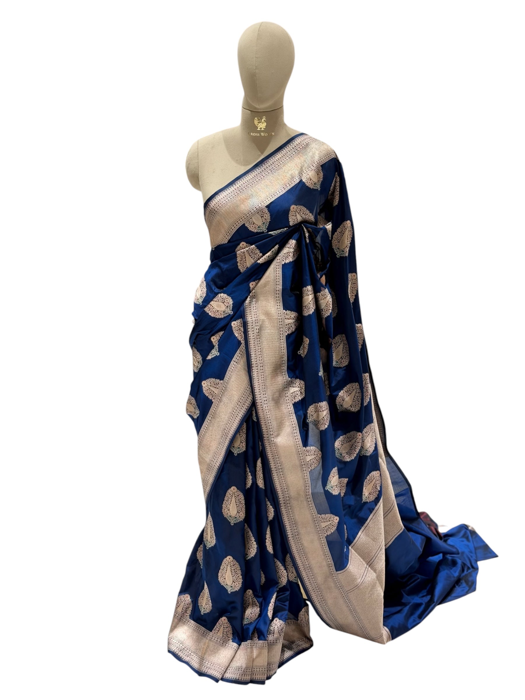 Nita Ambani Inspired Midnight Blue Katan Silk Saree