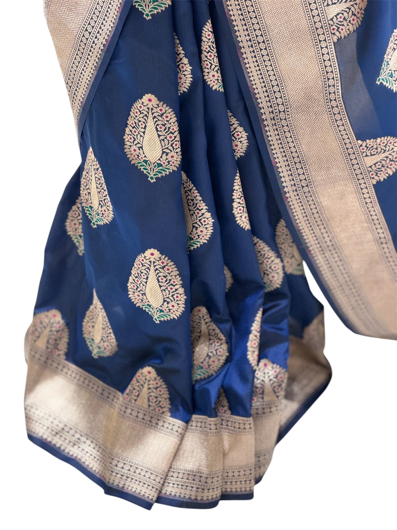 Nita Ambani Inspired Midnight Blue Katan Silk Saree