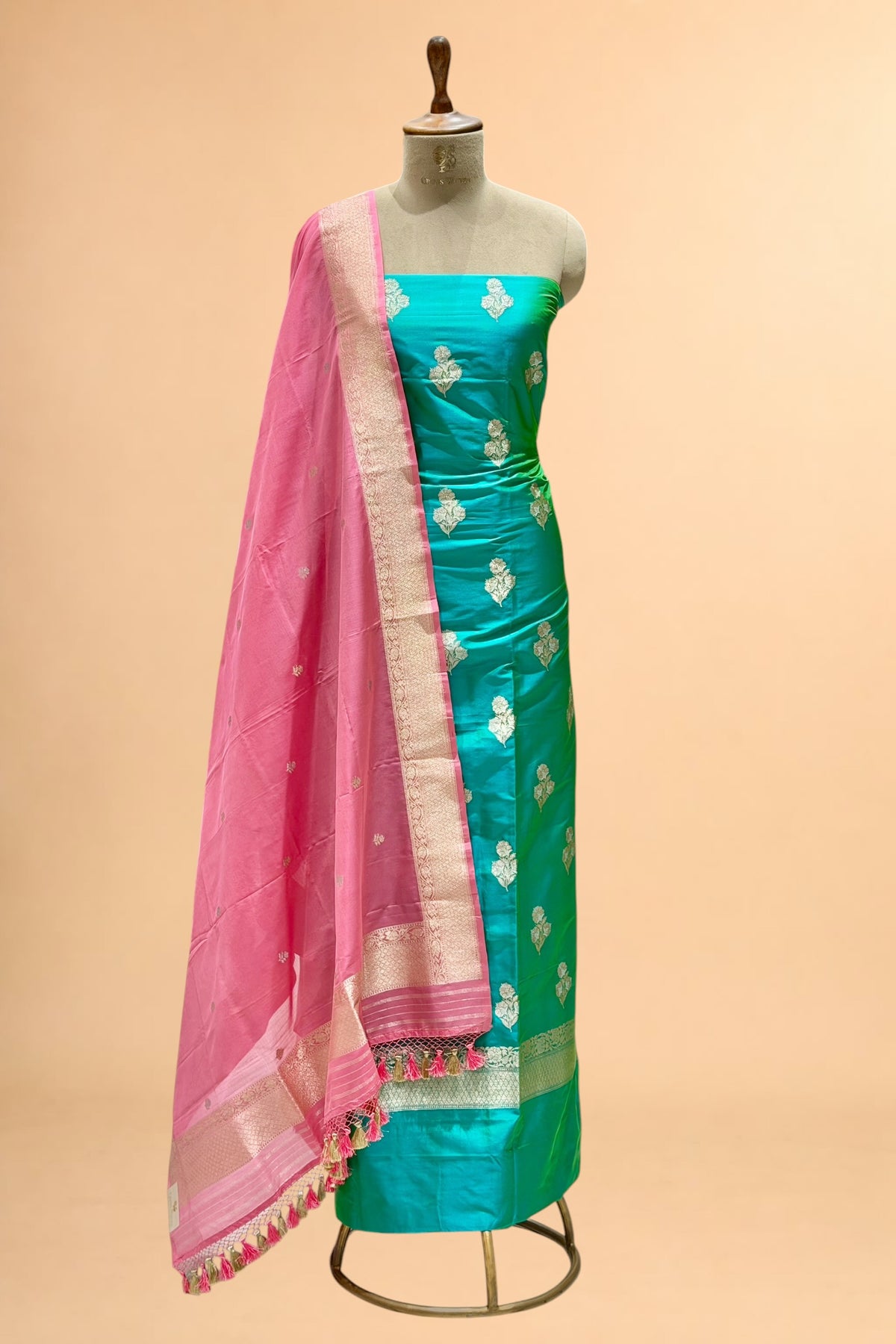 Peacock Green Banarasi Pure Katan Silk Suit Set