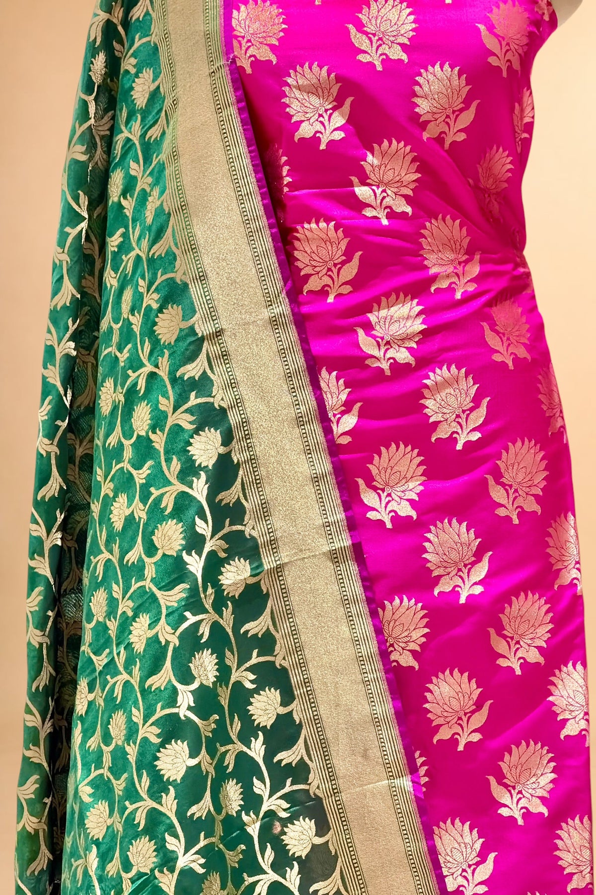 Pink Banarasi Pure Katan Silk Suit Set