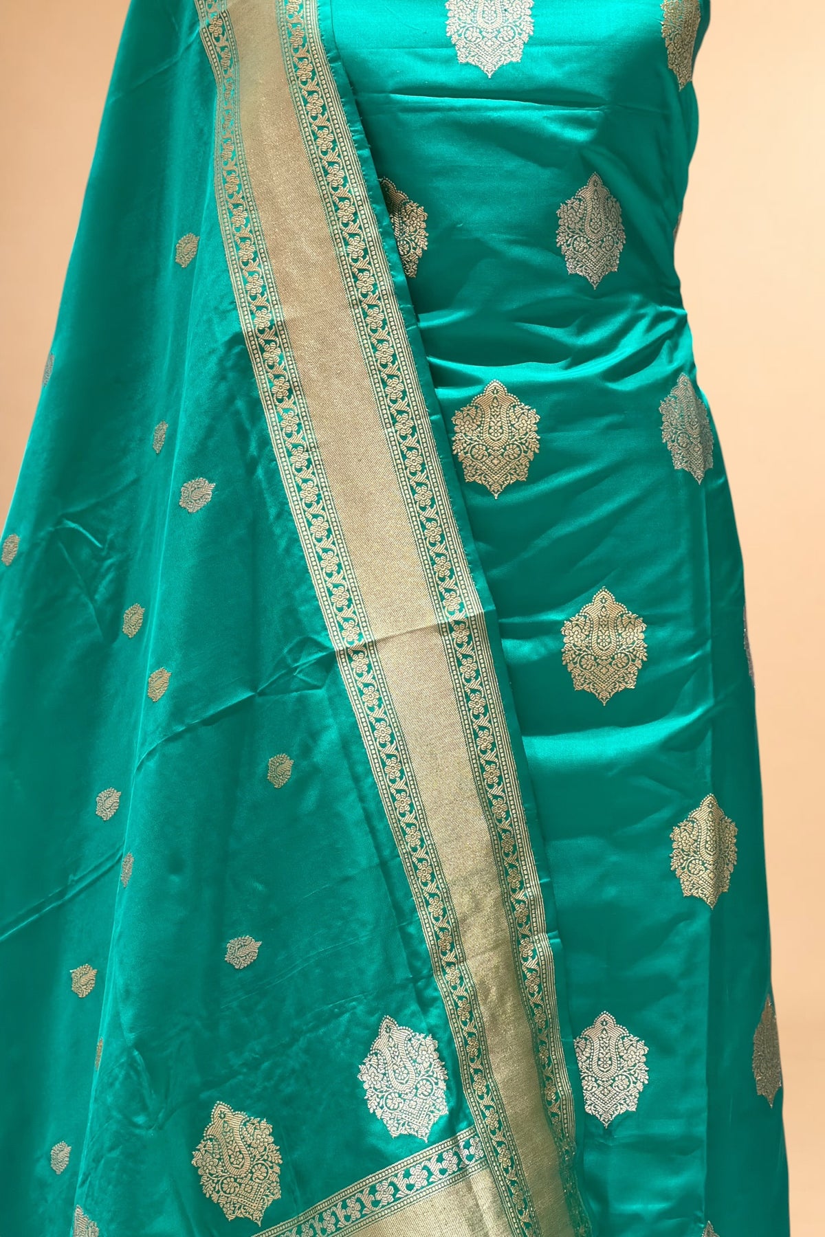 Aqua Blue Banarasi Pure Katan Silk Suit Set