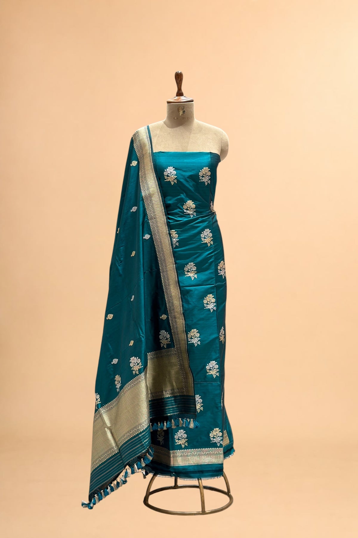 Teal Banarasi Pure Katan Silk Suit Set