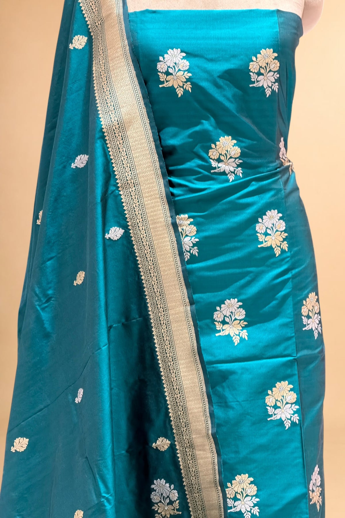 Teal Banarasi Pure Katan Silk Suit Set