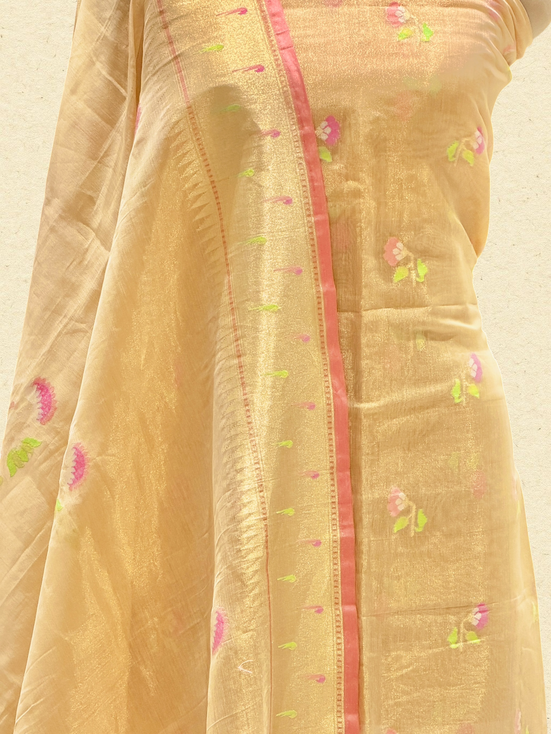 Natural Beige Tissue Jamdani Suit Set