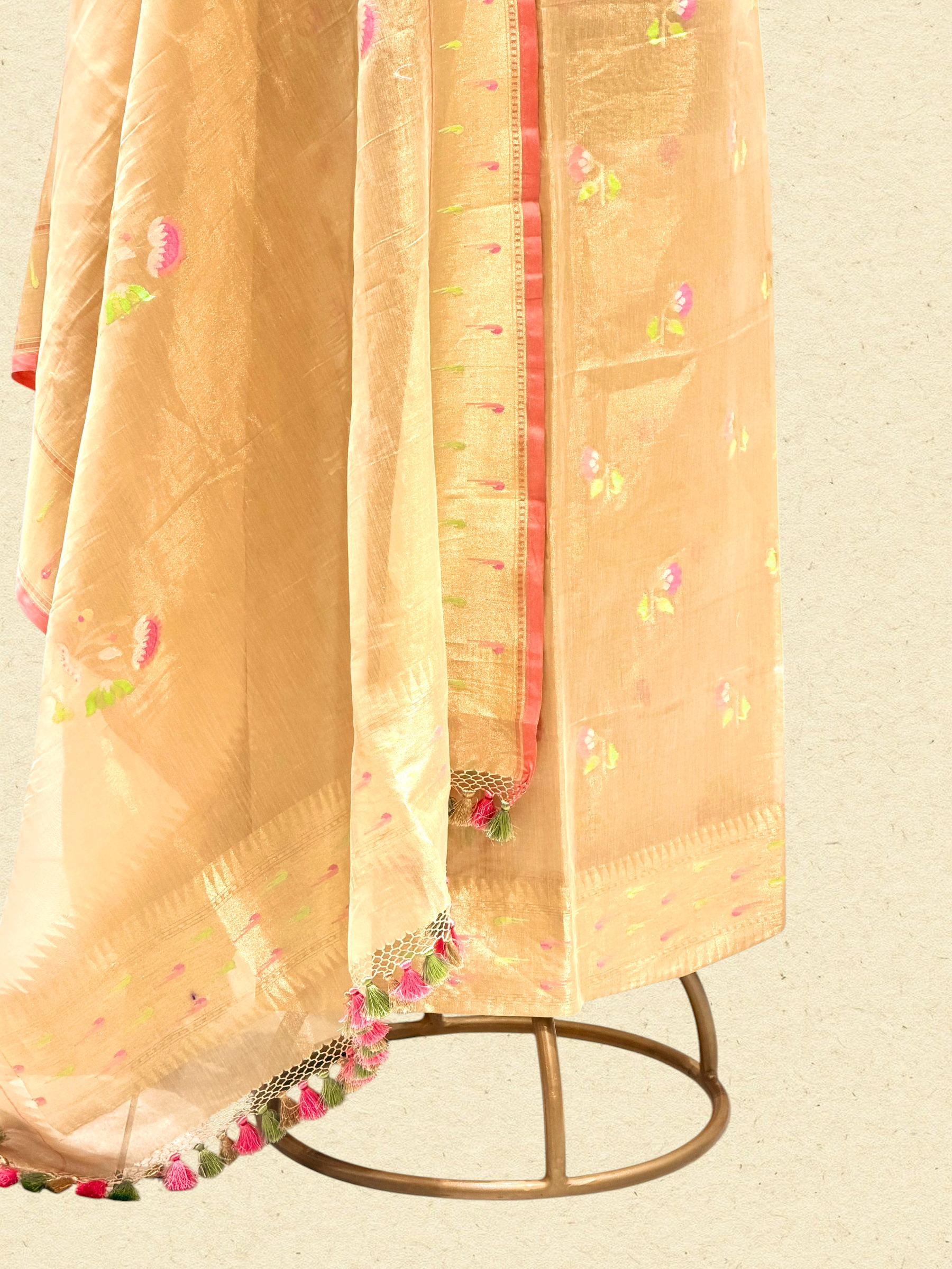 Natural Beige Tissue Jamdani Suit Set