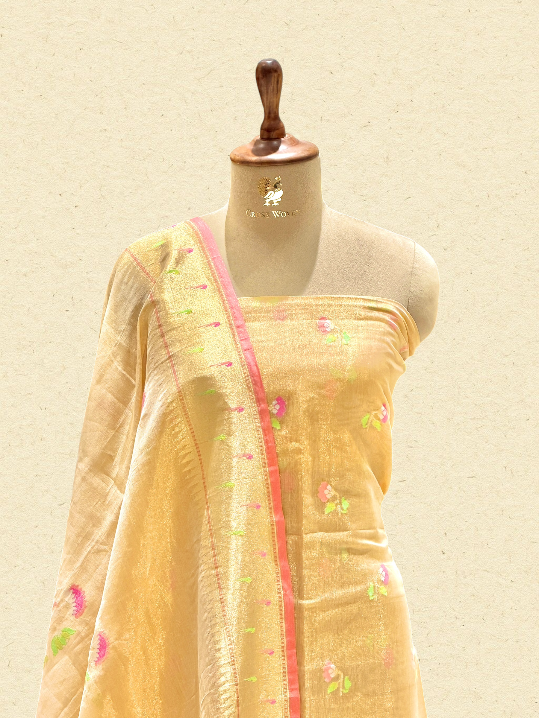 Natural Beige Tissue Jamdani Suit Set