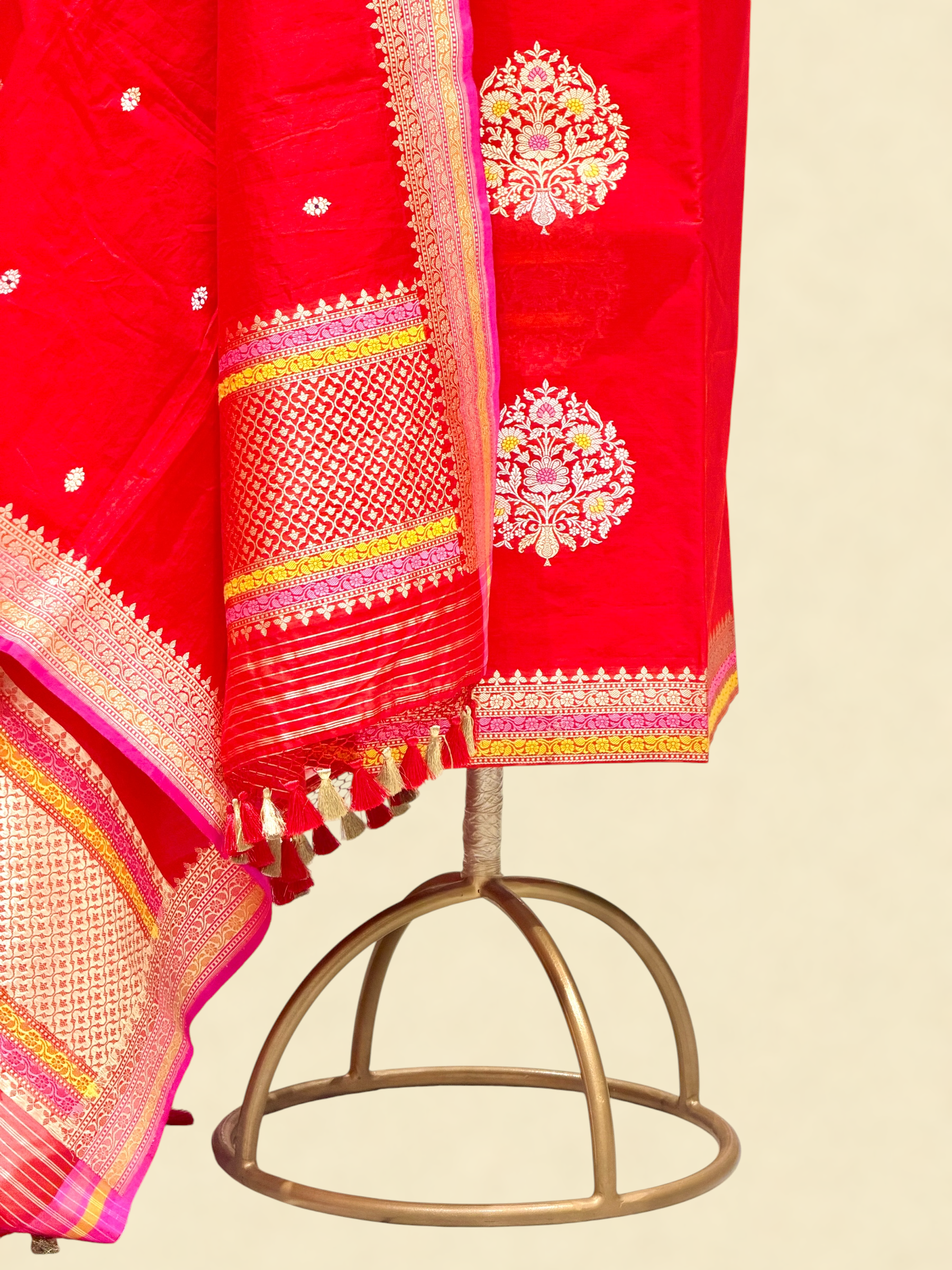 Red Premium Cotton Suit Set  With Statement Kadhwa Boota