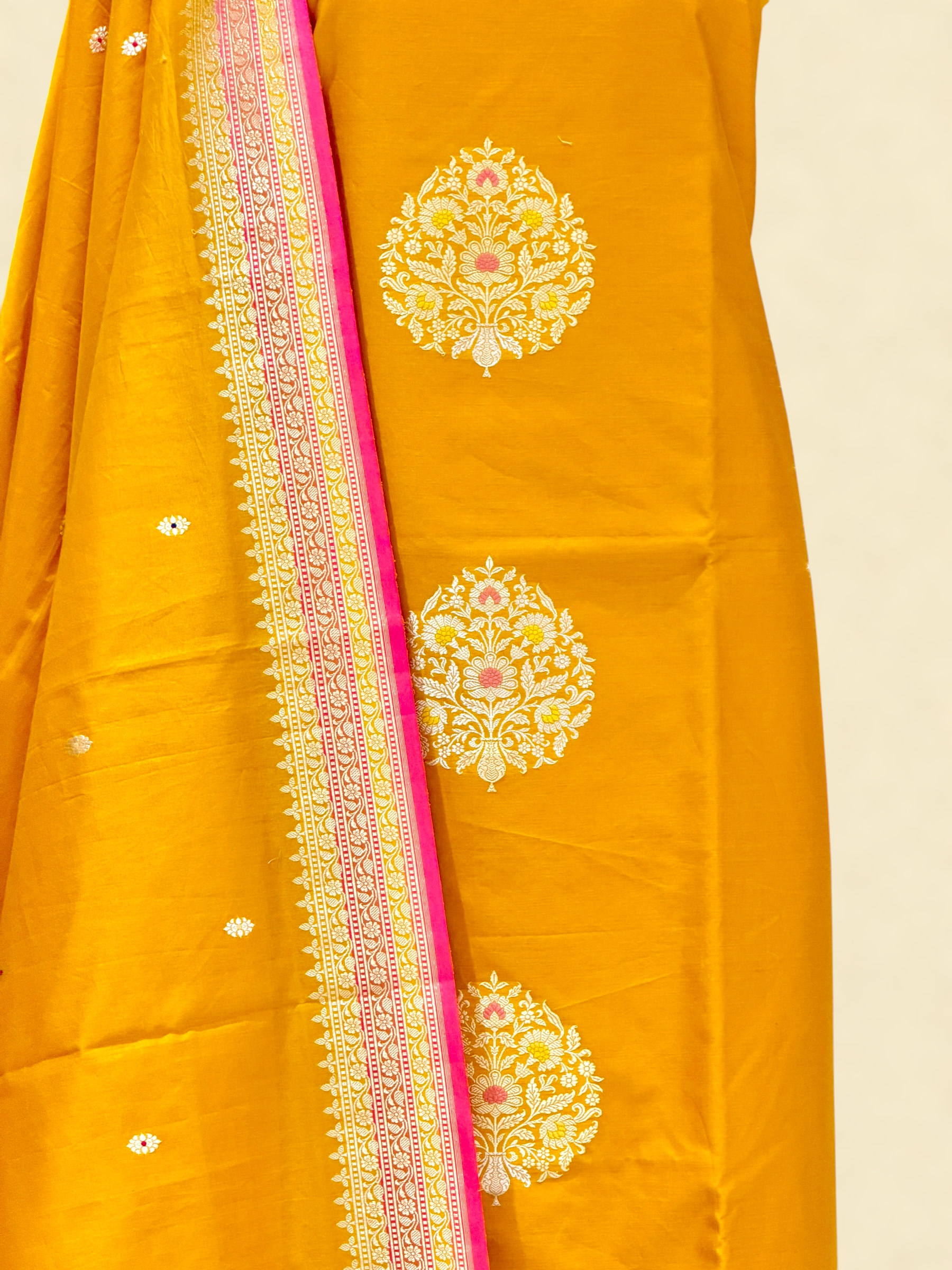 Mustard Yellow Premium Cotton Suit Set  With Statement Kadhwa Boota