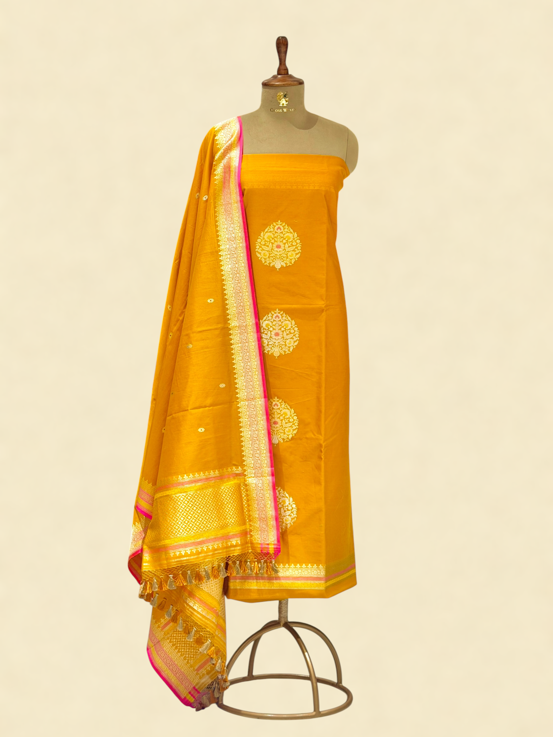 Mustard Yellow Premium Cotton Suit Set  With Statement Kadhwa Boota