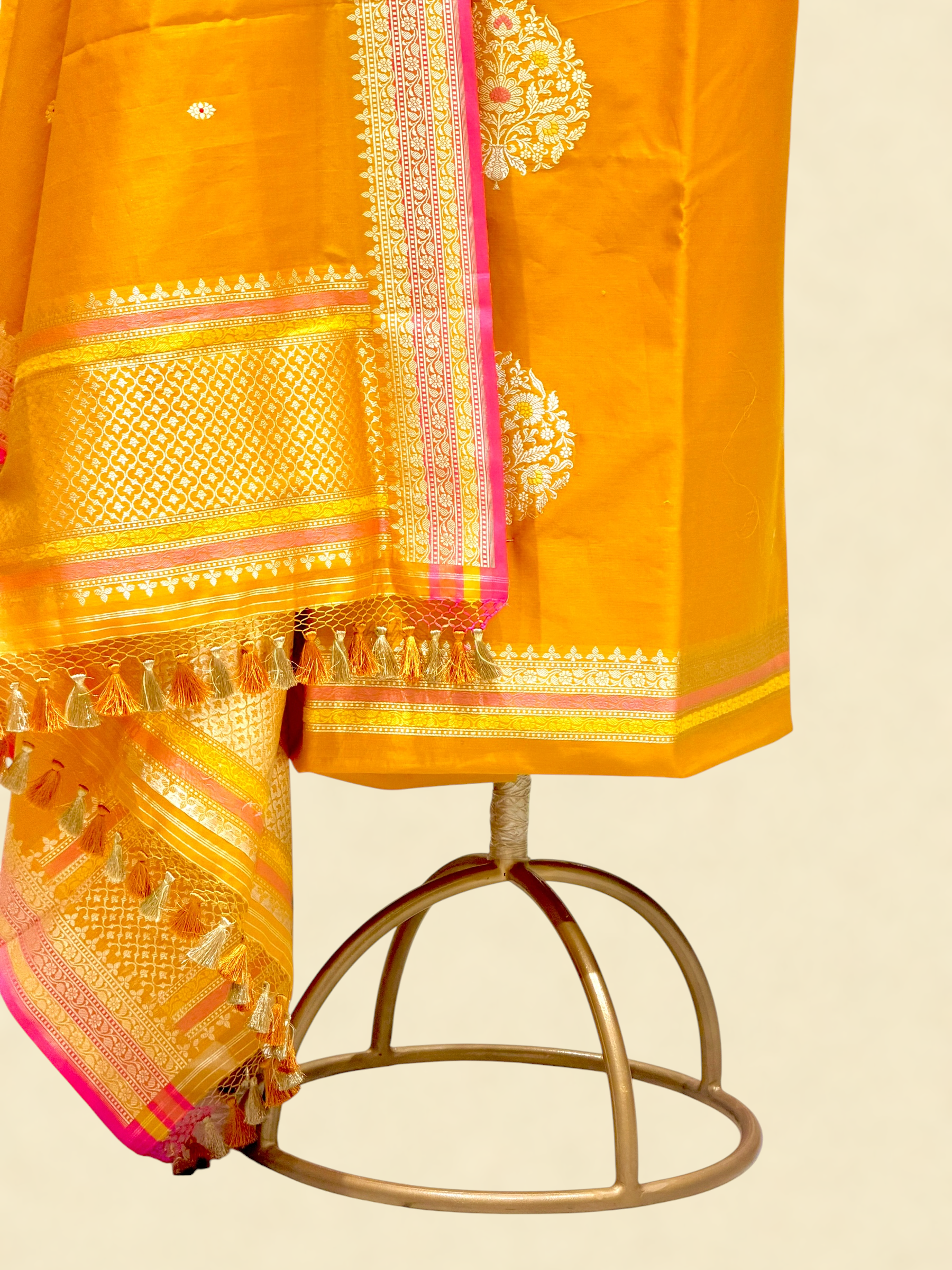 Mustard Yellow Premium Cotton Suit Set  With Statement Kadhwa Boota