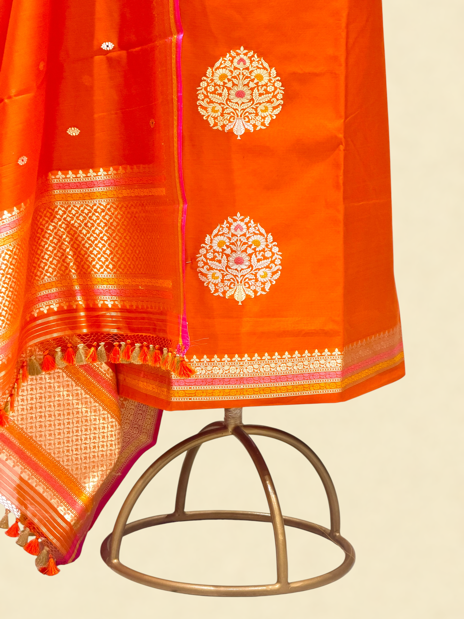 Amber Orange Premium Cotton Suit Set With Statement Kadhwa Boota