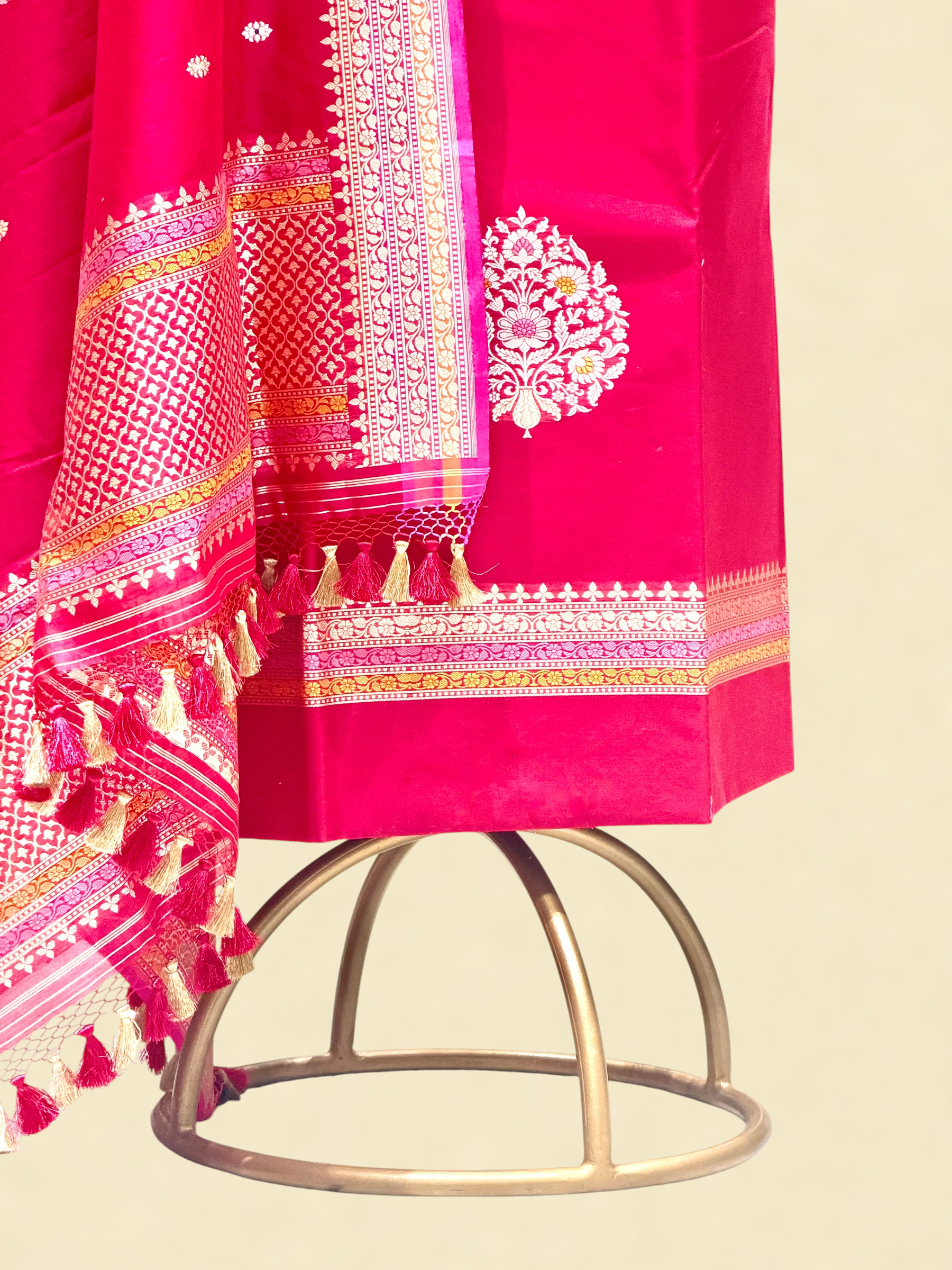 Rani Pink Premium Cotton Suit Set With Statement Kadhwa Boota