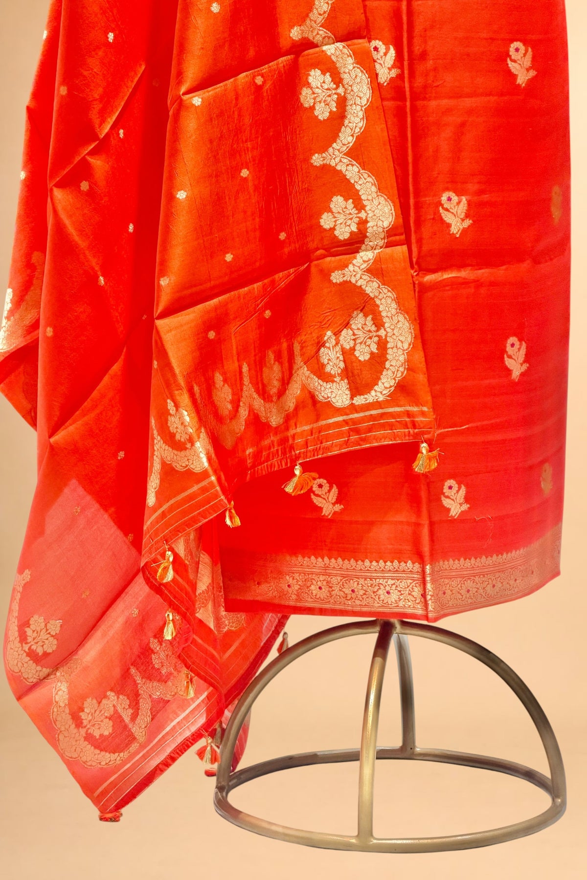 Bright Orange Pure Katan Silk Suit Set