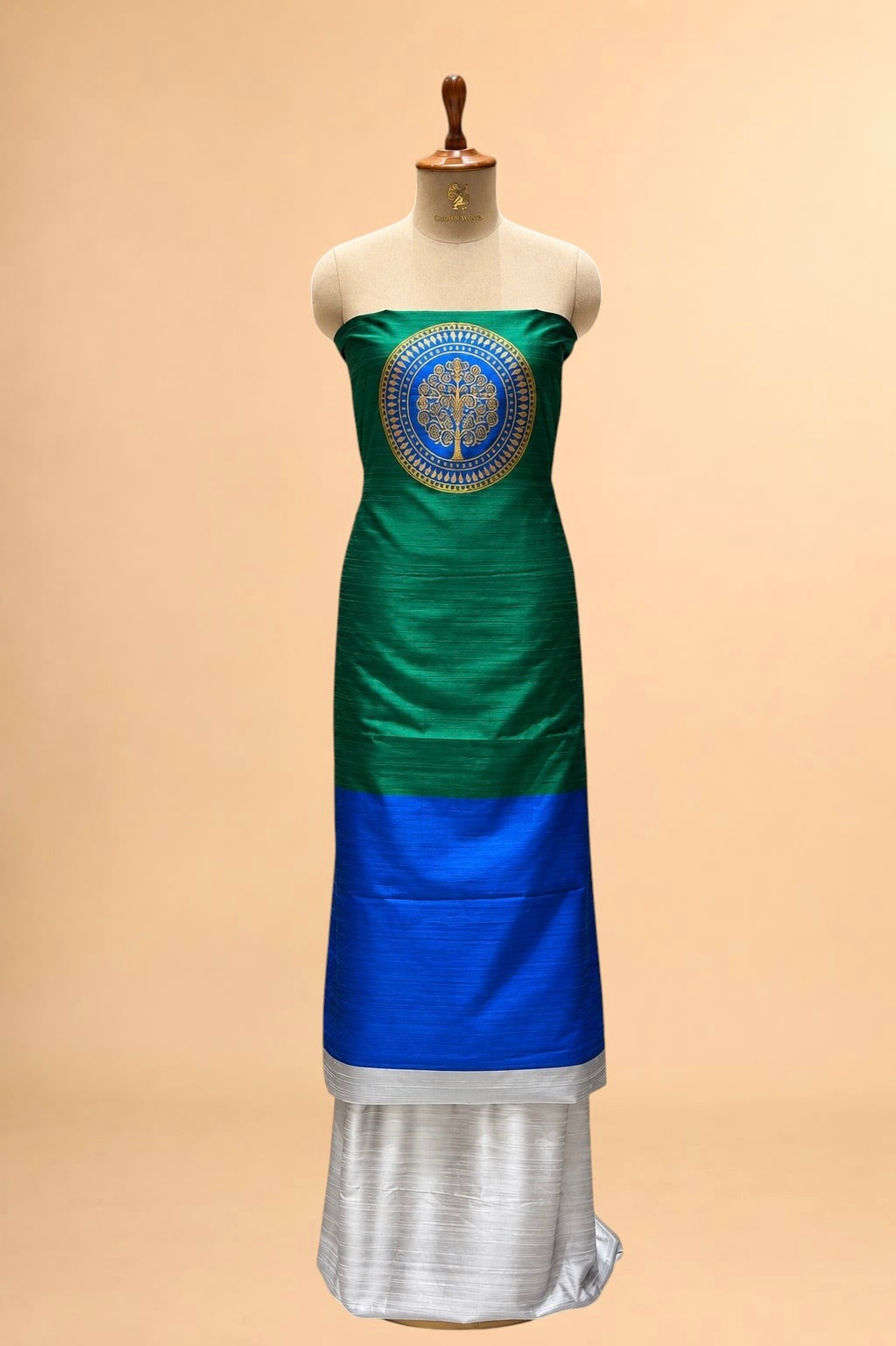Pure Raw Silk Colour-Block Co-Ord Set