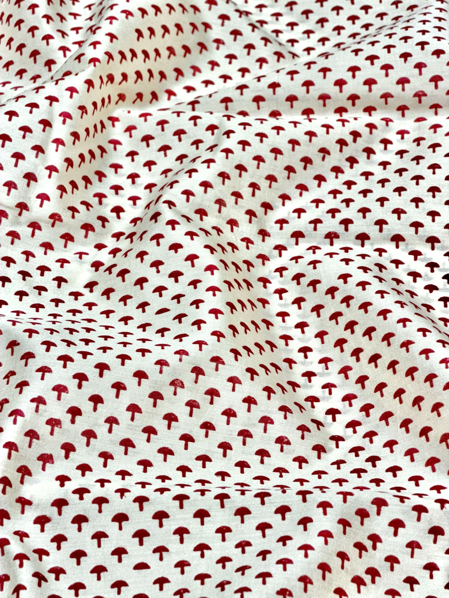 Pure Chanderi Silk Fabric With Red Hand Block Prints