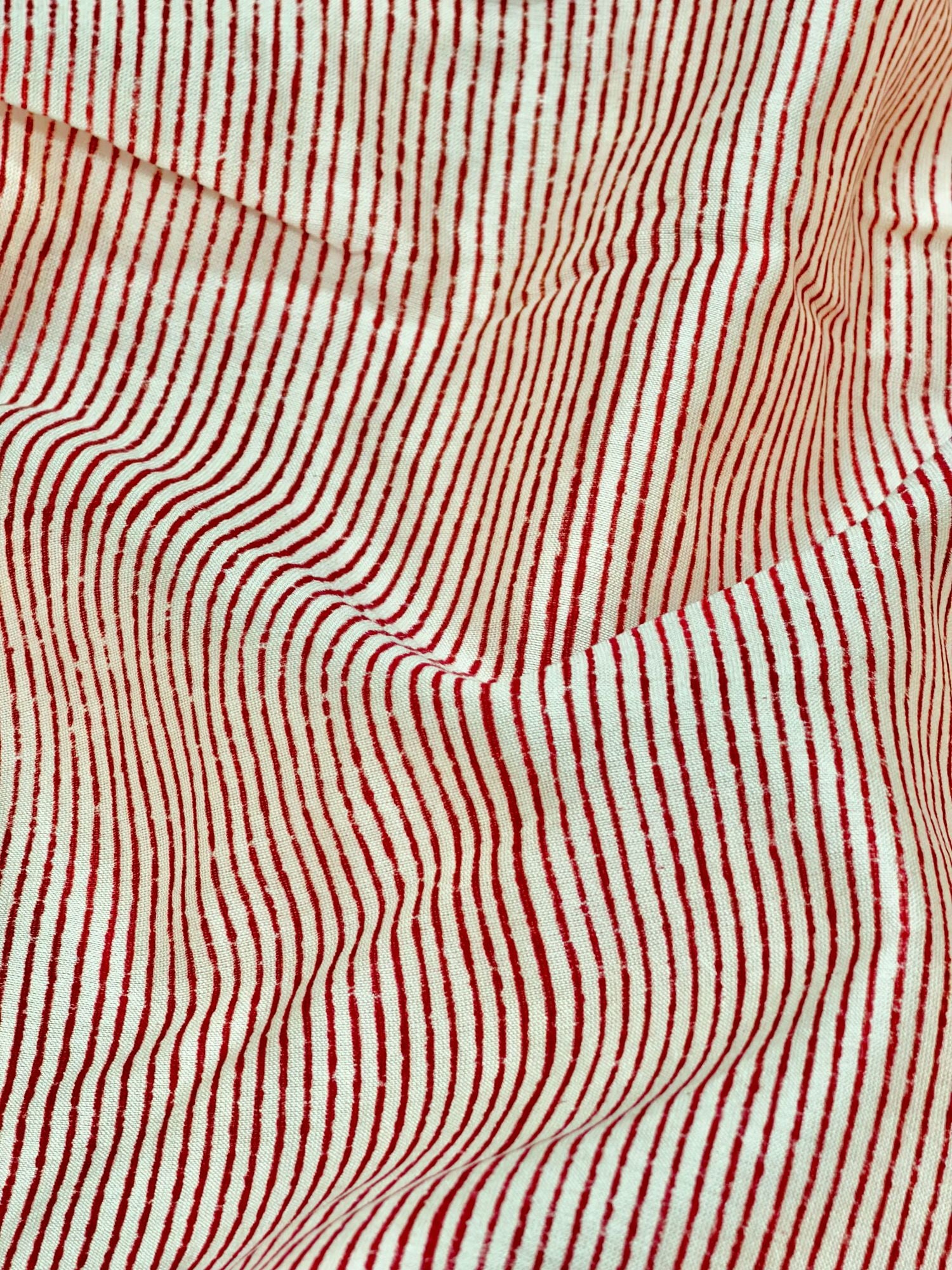 Pure Chanderi Silk Fabric With Red Hand Block Prints