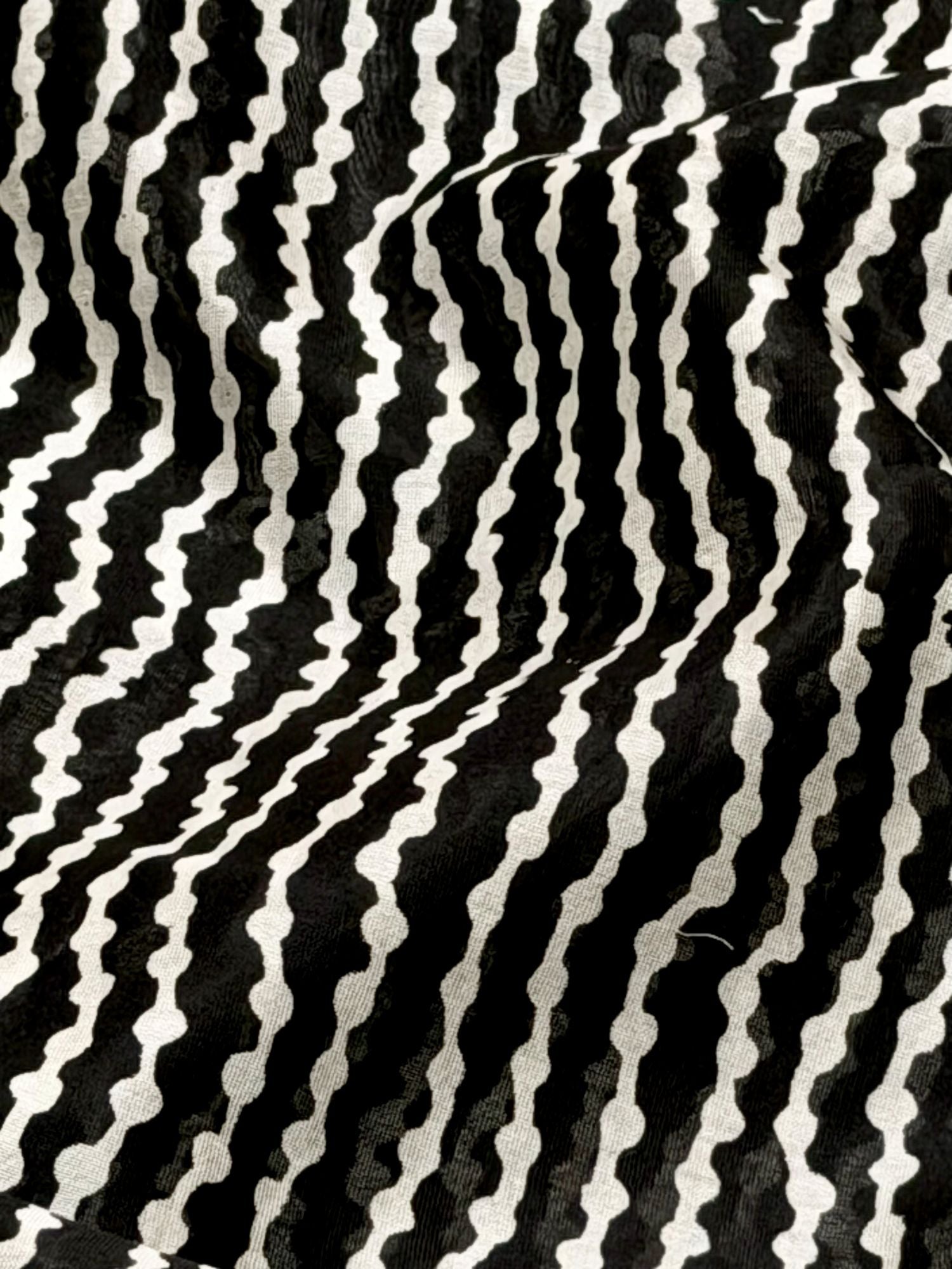 Pure Chanderi Silk Fabric With Black Hand Block Prints