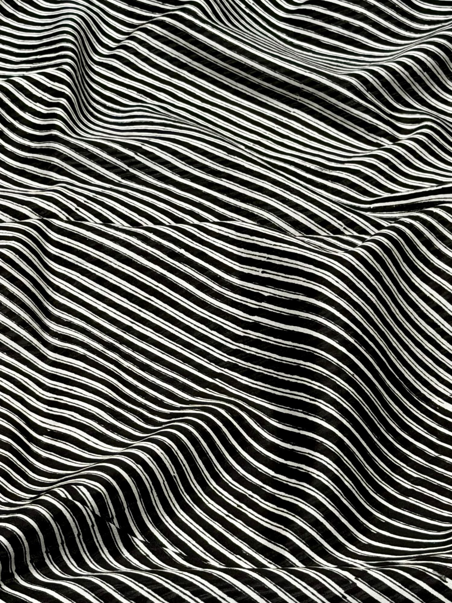 Pure Chanderi Silk Fabric With Black Hand Block Prints