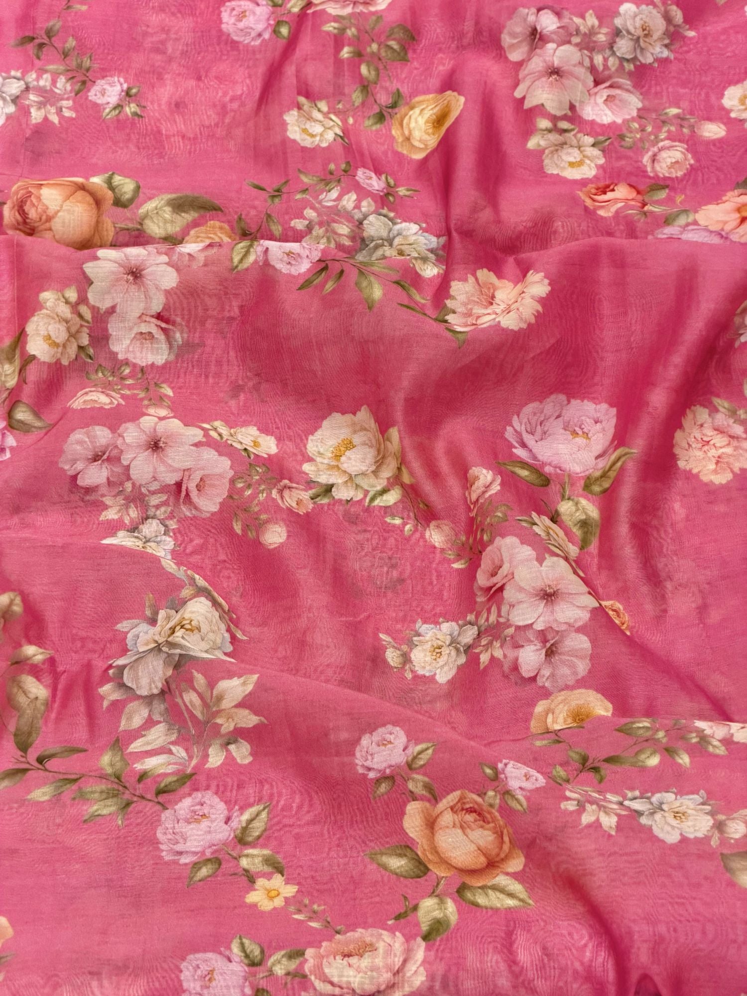 Pink Floral Mul Prints Fabric