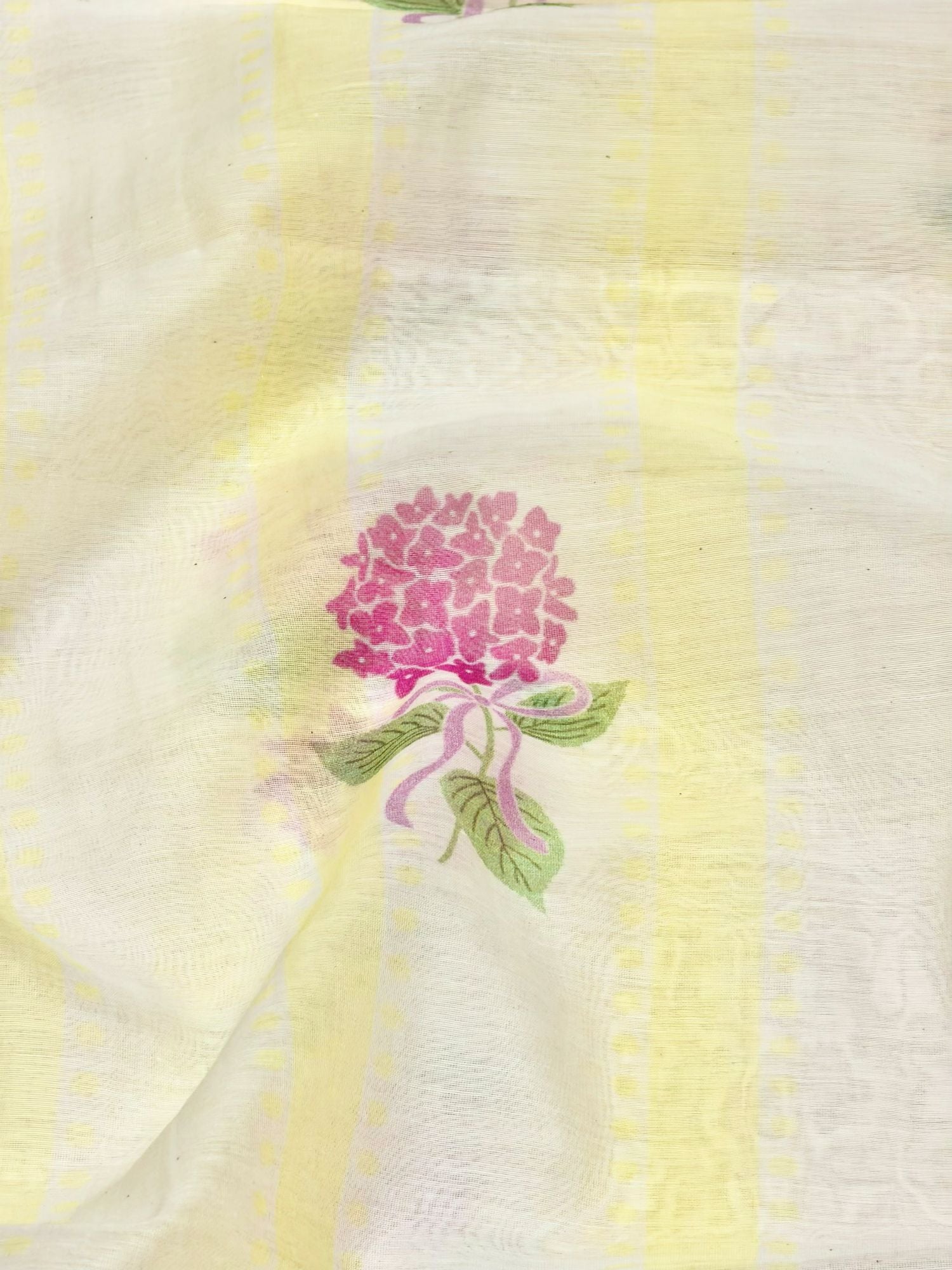 Ivory & Pastel Yellow Floral Mul Prints Fabric