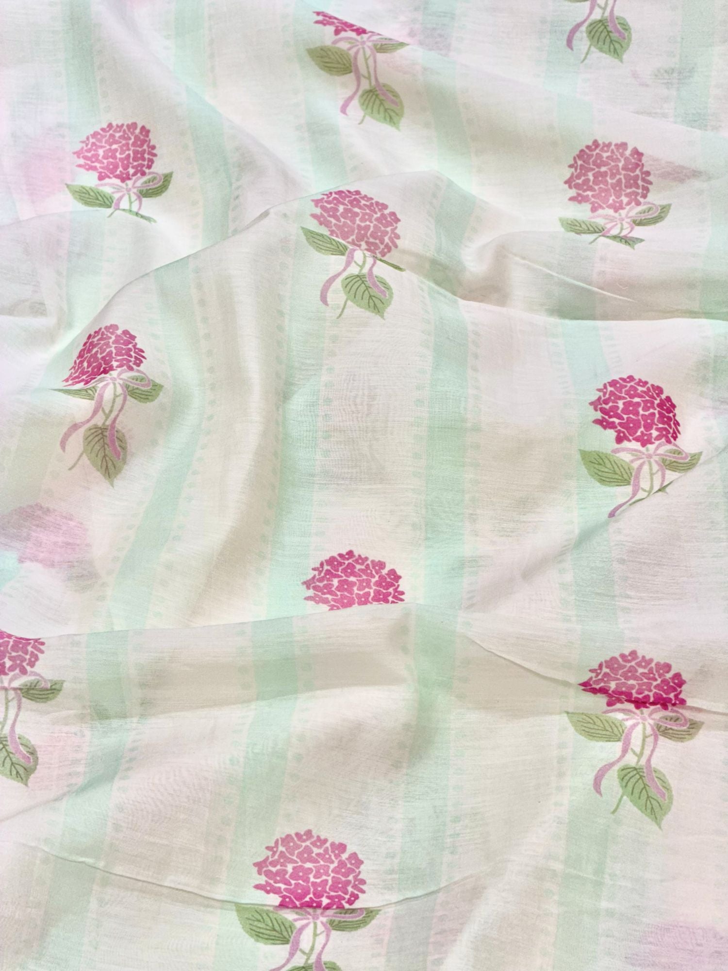 Ivory & Mint Green Floral Mul Prints Fabric