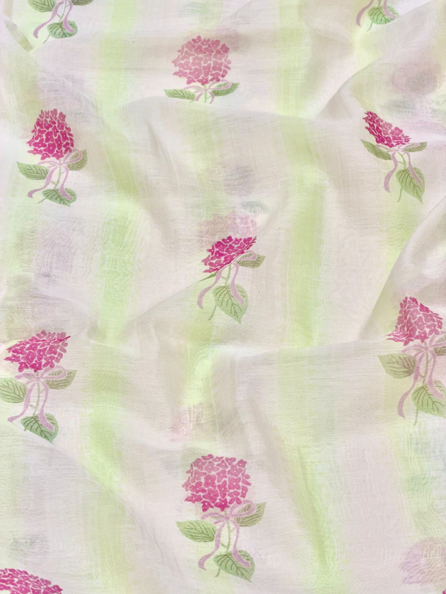 Ivory & Pastel Green Floral Mul Prints Fabric