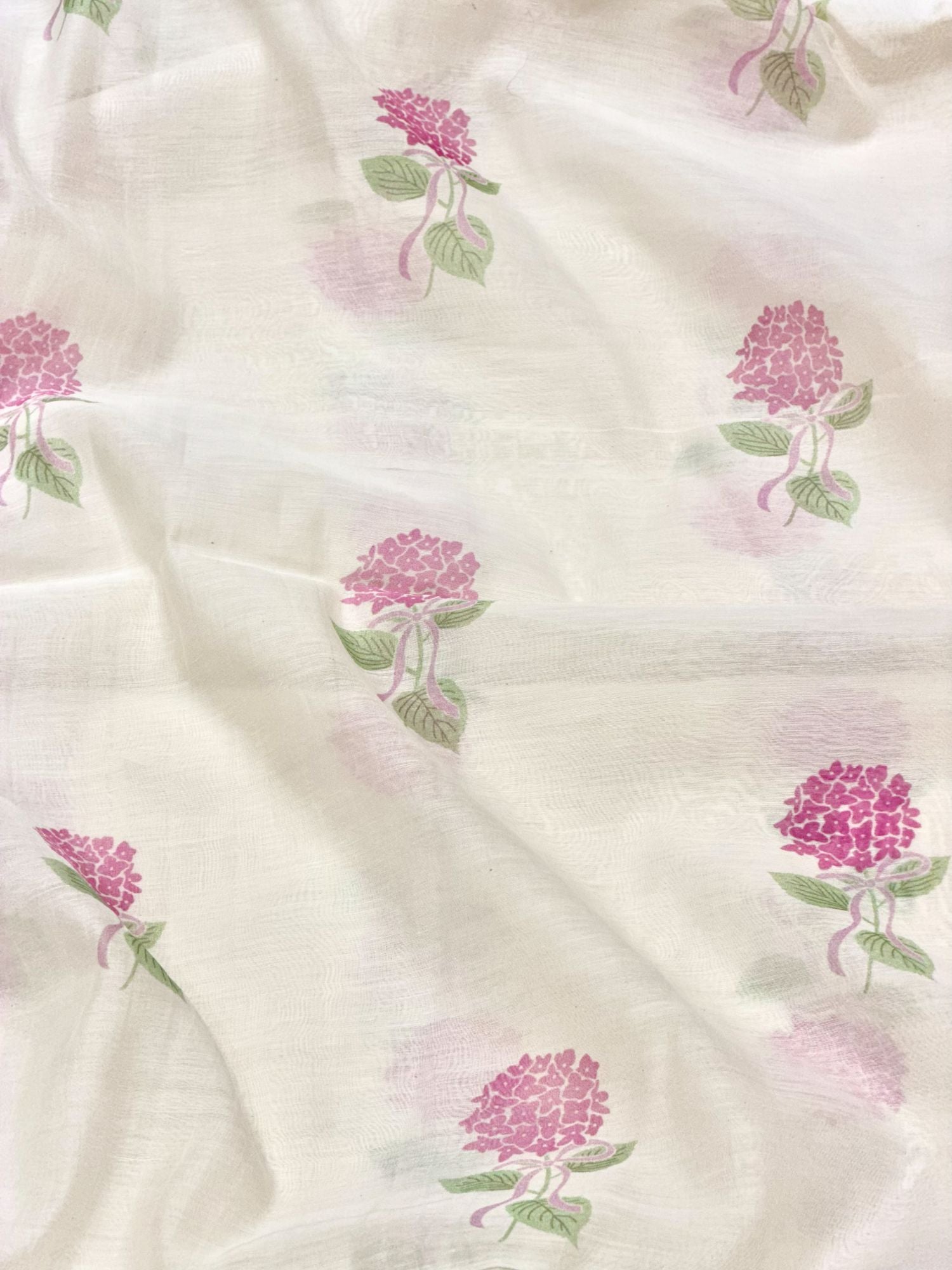 Ivory Pink Floral Bootis Mul Prints Fabric
