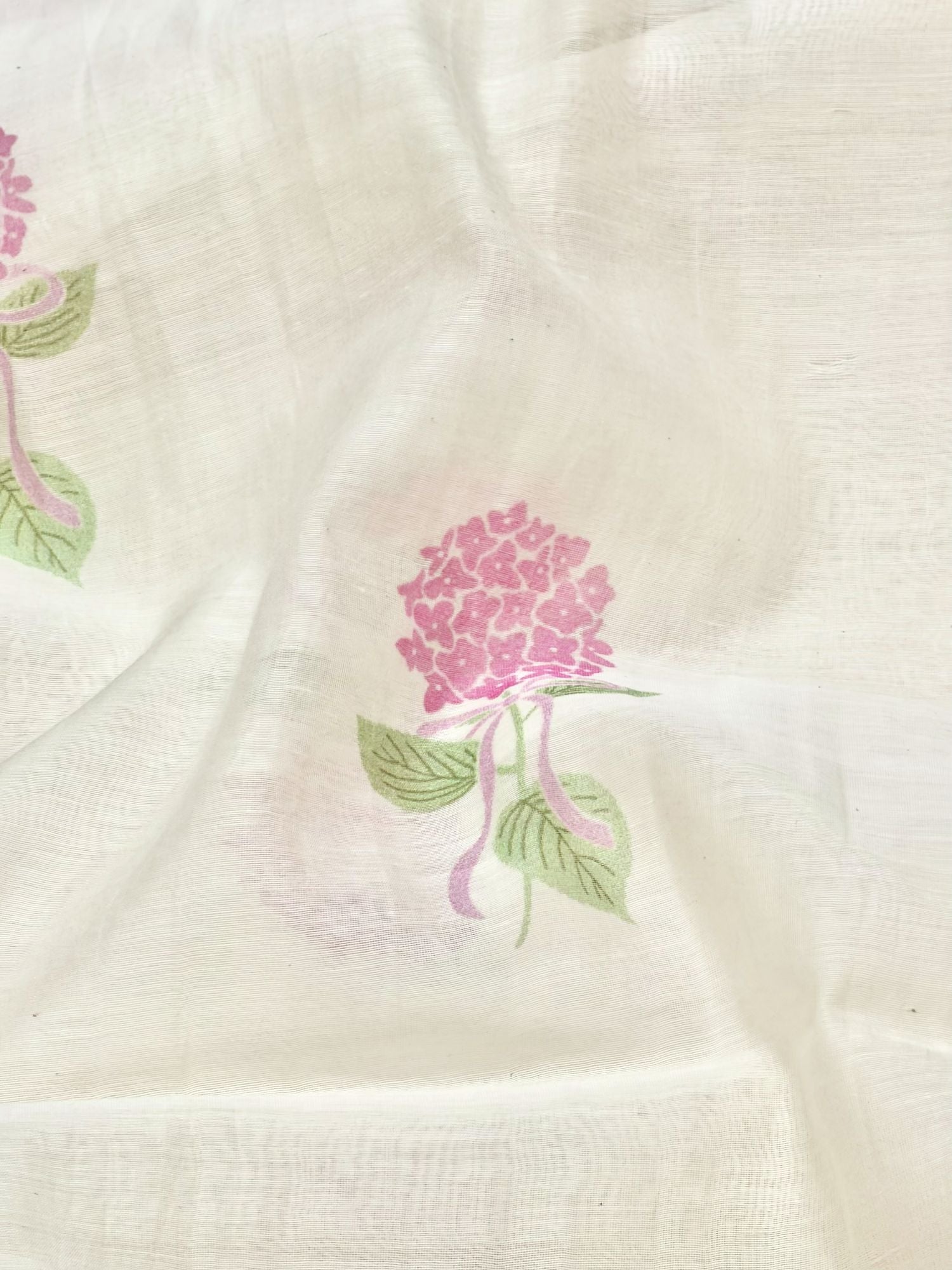 Ivory Pink Floral Bootis Mul Prints Fabric