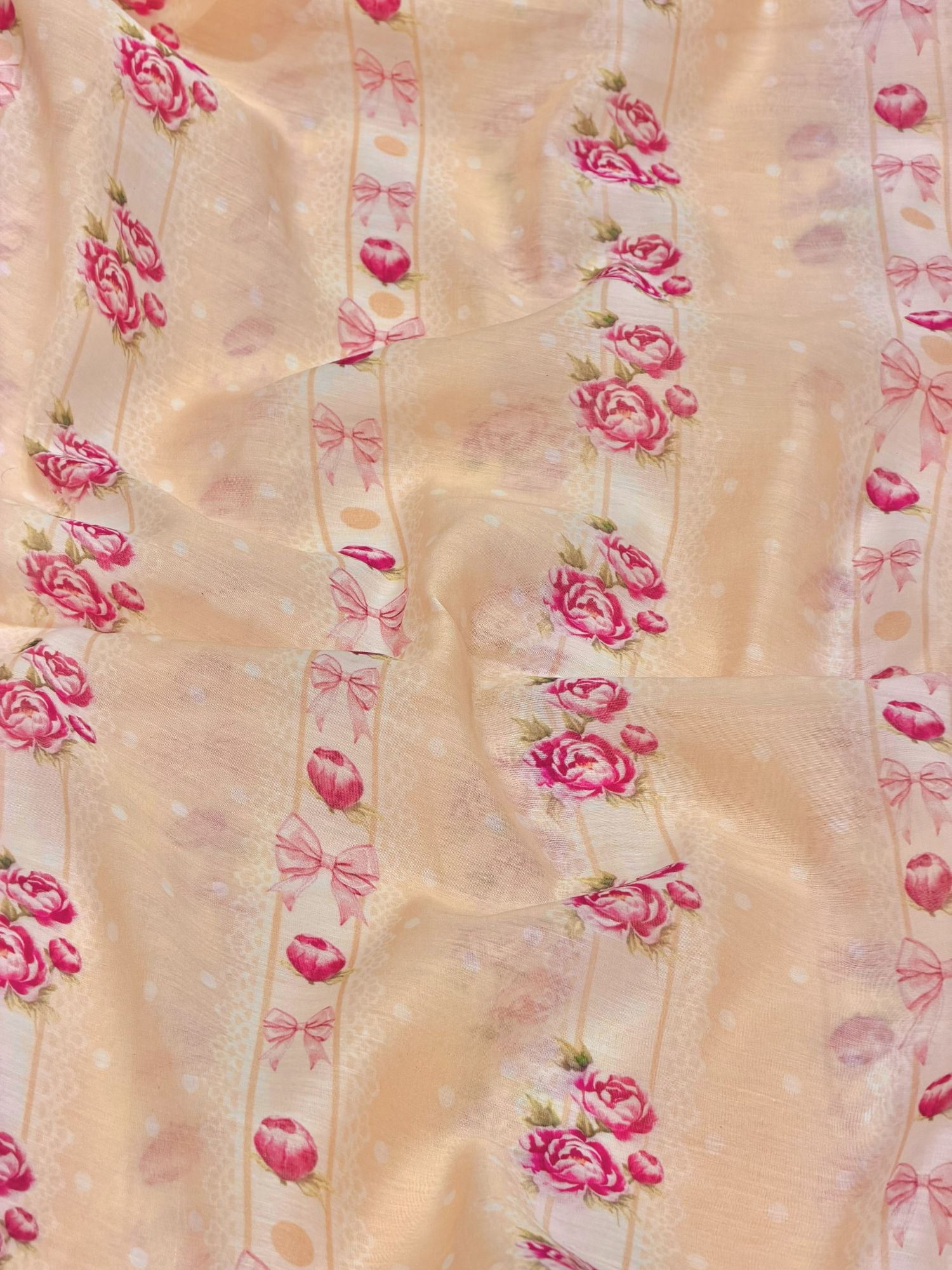 Blush Peach Mul Floral Prints Fabric