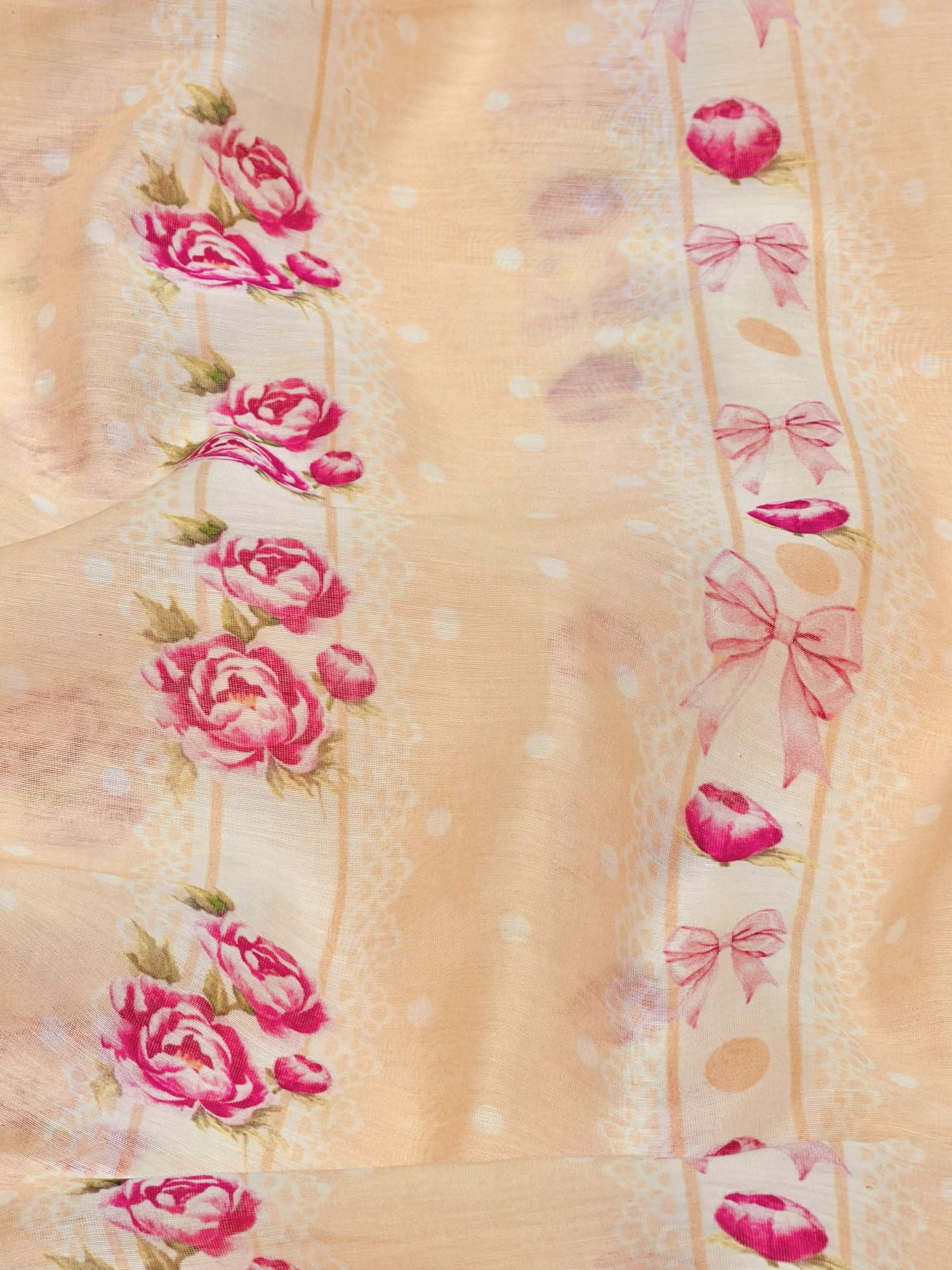 Blush Peach Mul Floral Prints Fabric