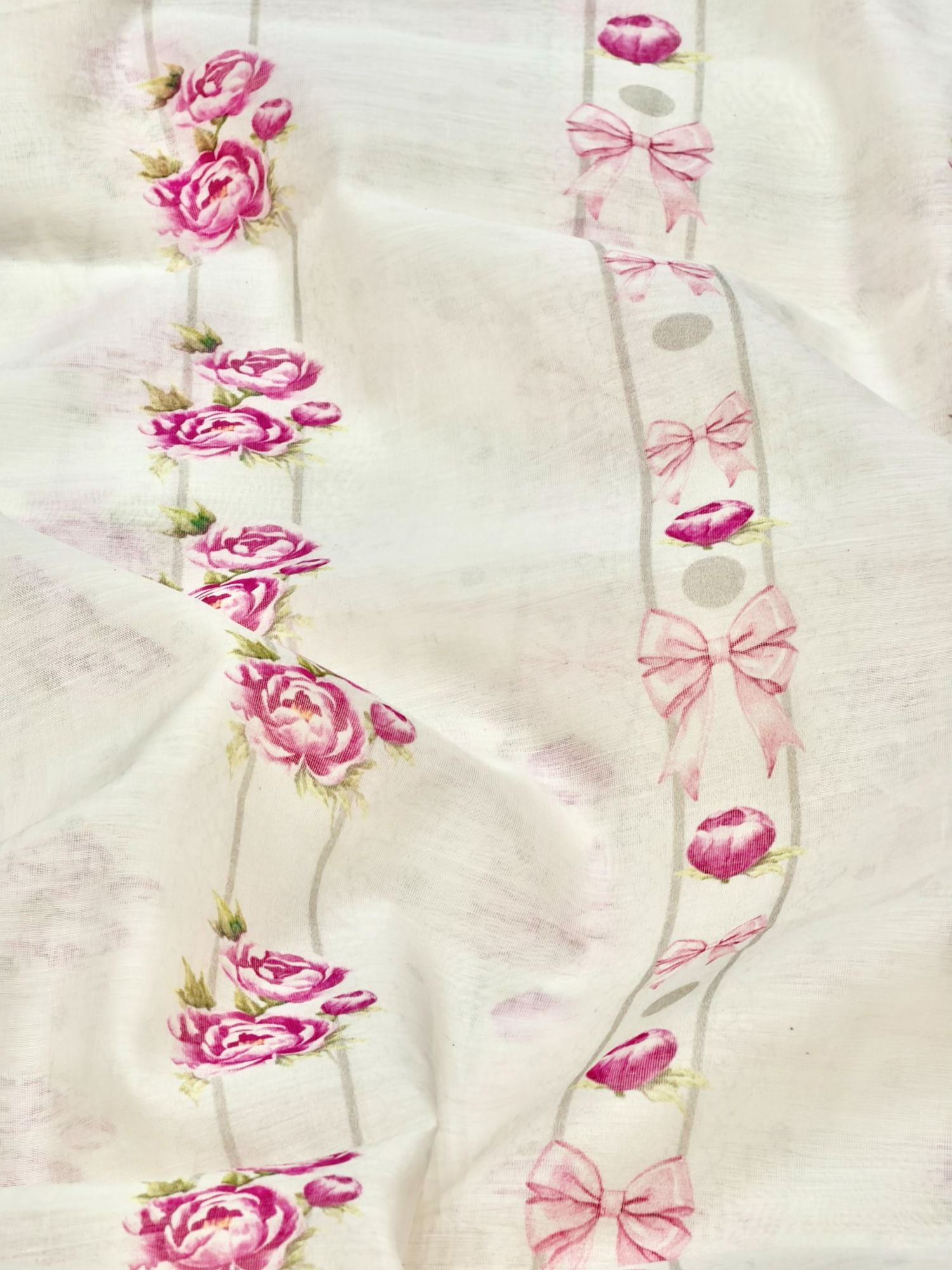 Ivory Mul Floral Prints Fabric