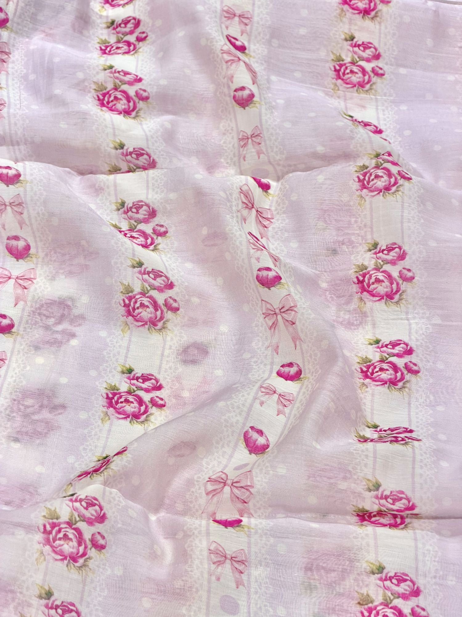 Pastel Lavender Mul Floral Prints Fabric