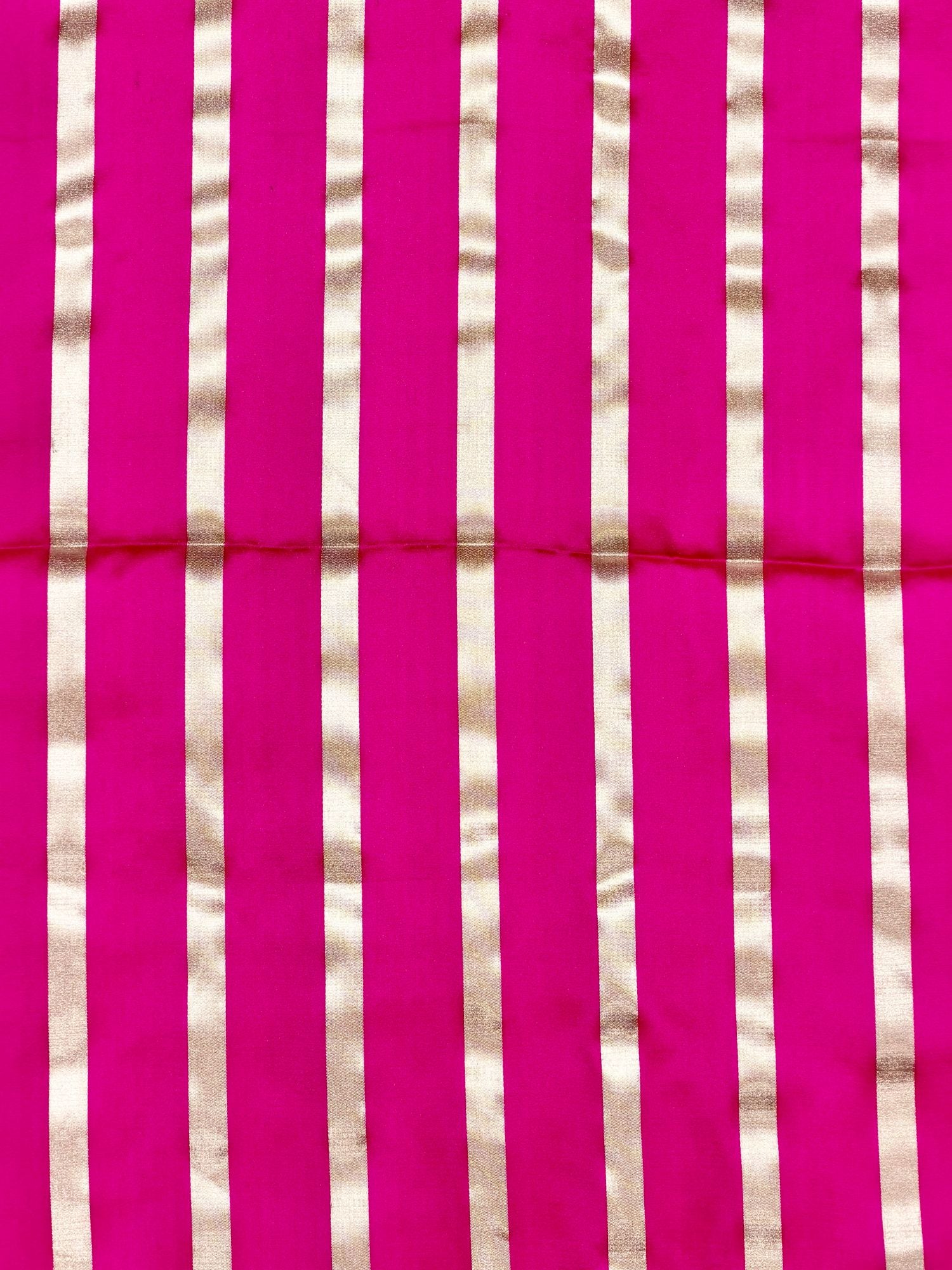 Pink & Silver Pure Satin Silk Stripe Fabric