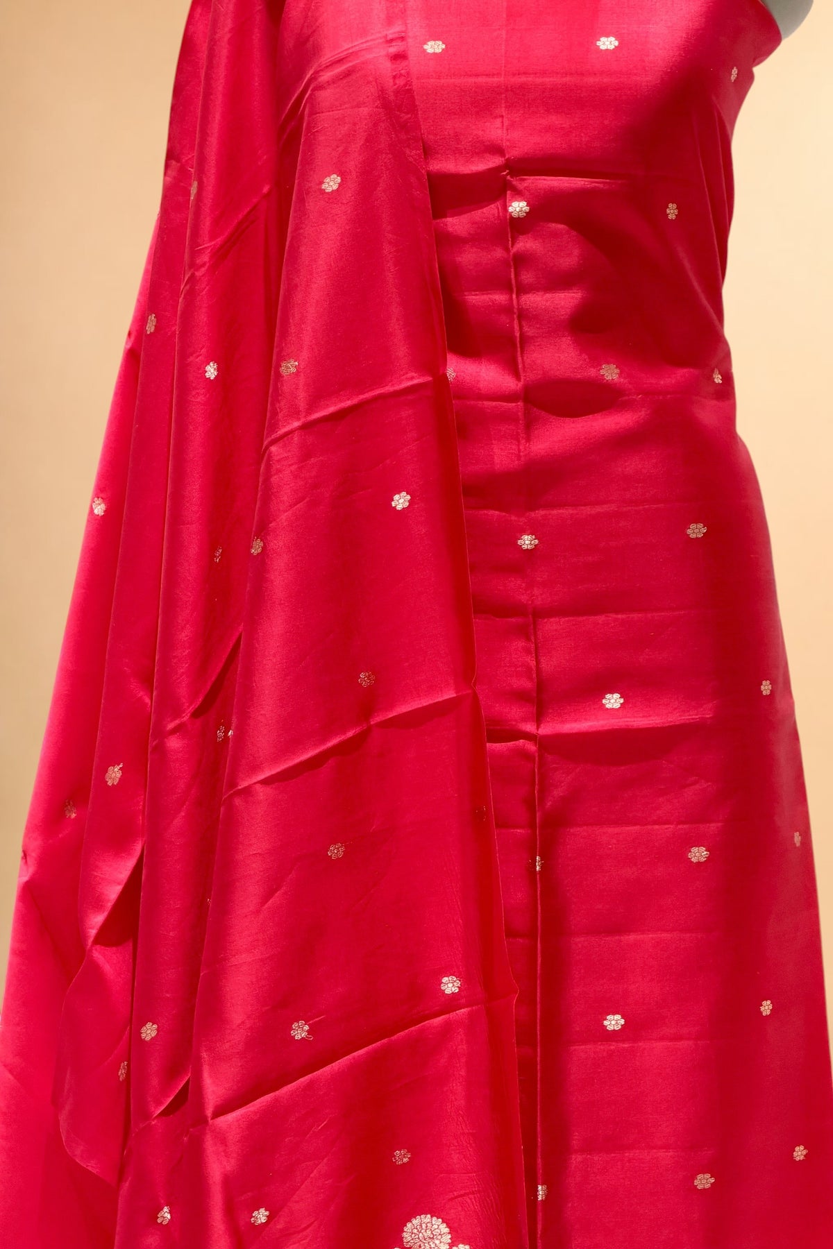 Red Pure Soft Silk Suit Set With Statement Bootas