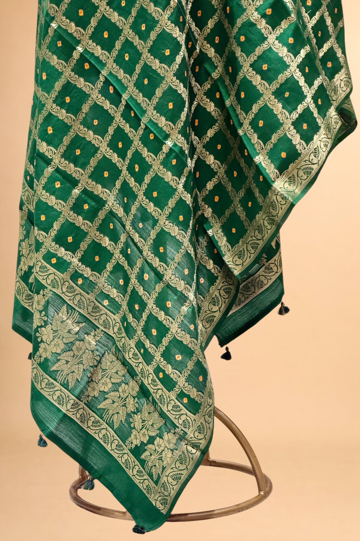Green Pure Banarasi Chiniya Silk Dupatta