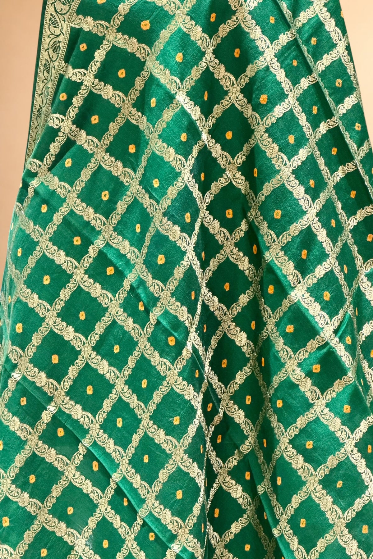Green Pure Banarasi Chiniya Silk Dupatta
