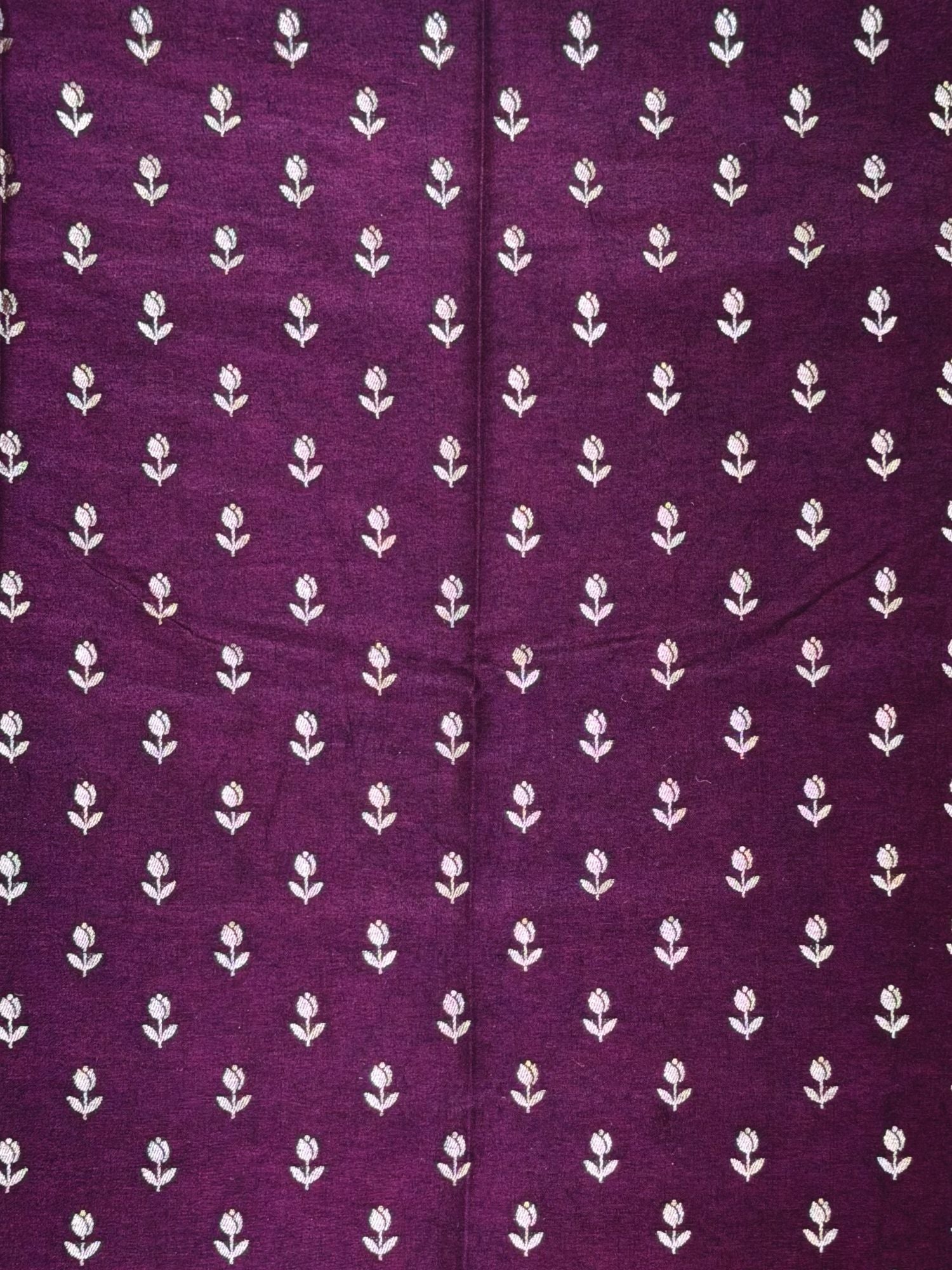 Deep Purple Semi Katan Silk Allover Floral Bootis Blouse Piece
