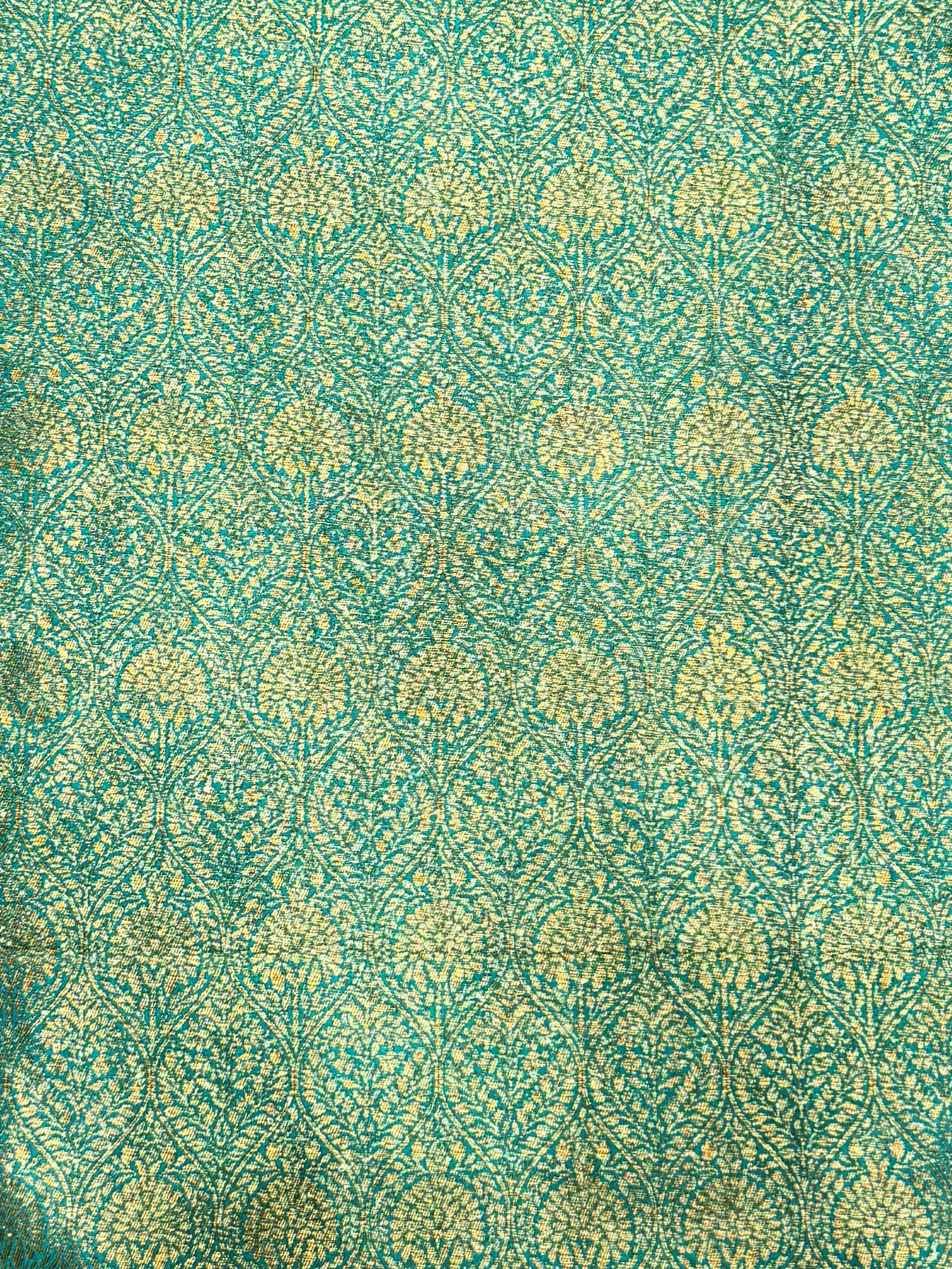 Turquoise Blue Semi Katan Brocade Silk Blouse Piece
