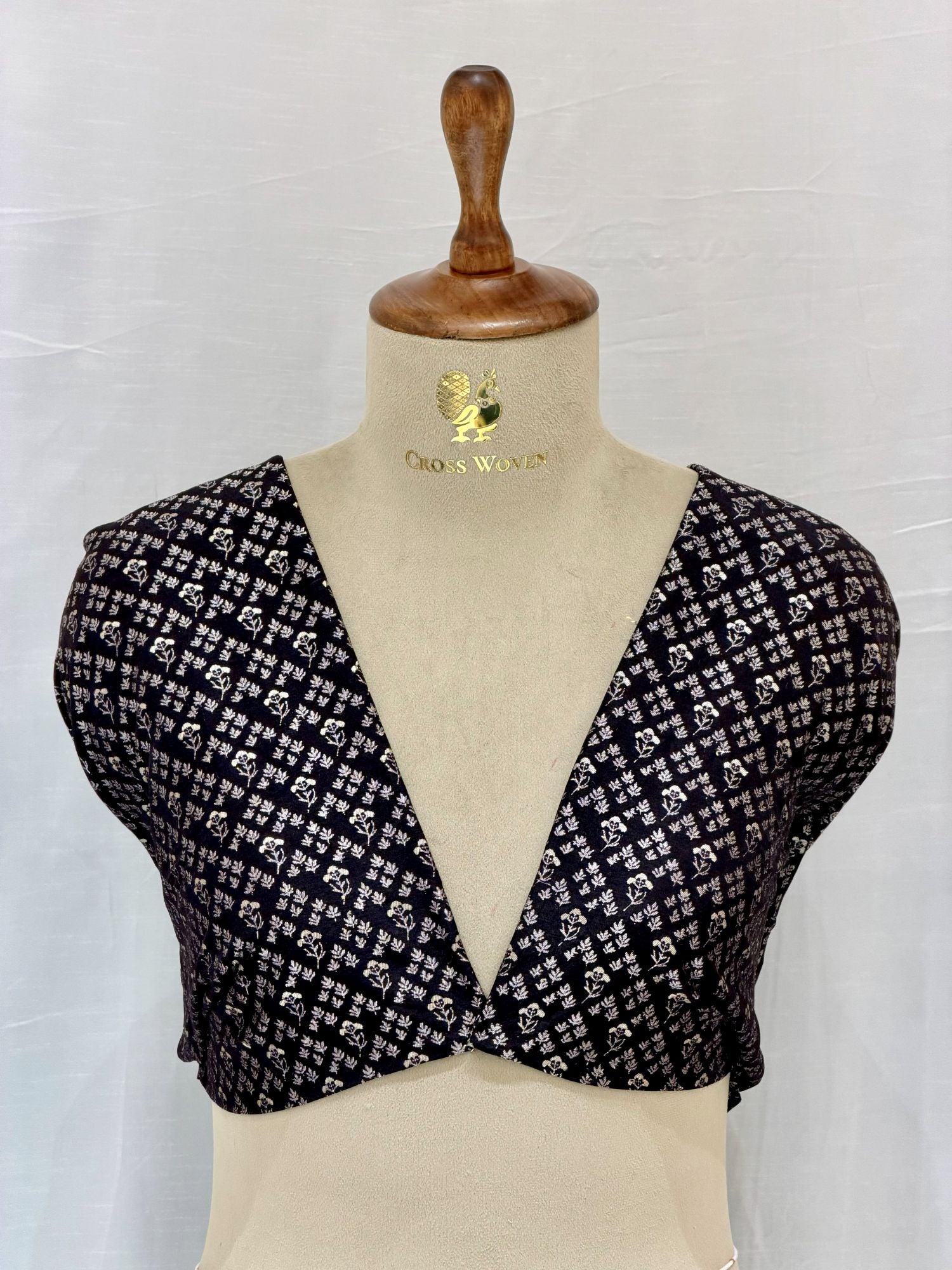 Black Semi Katan Silk Blouse Piece