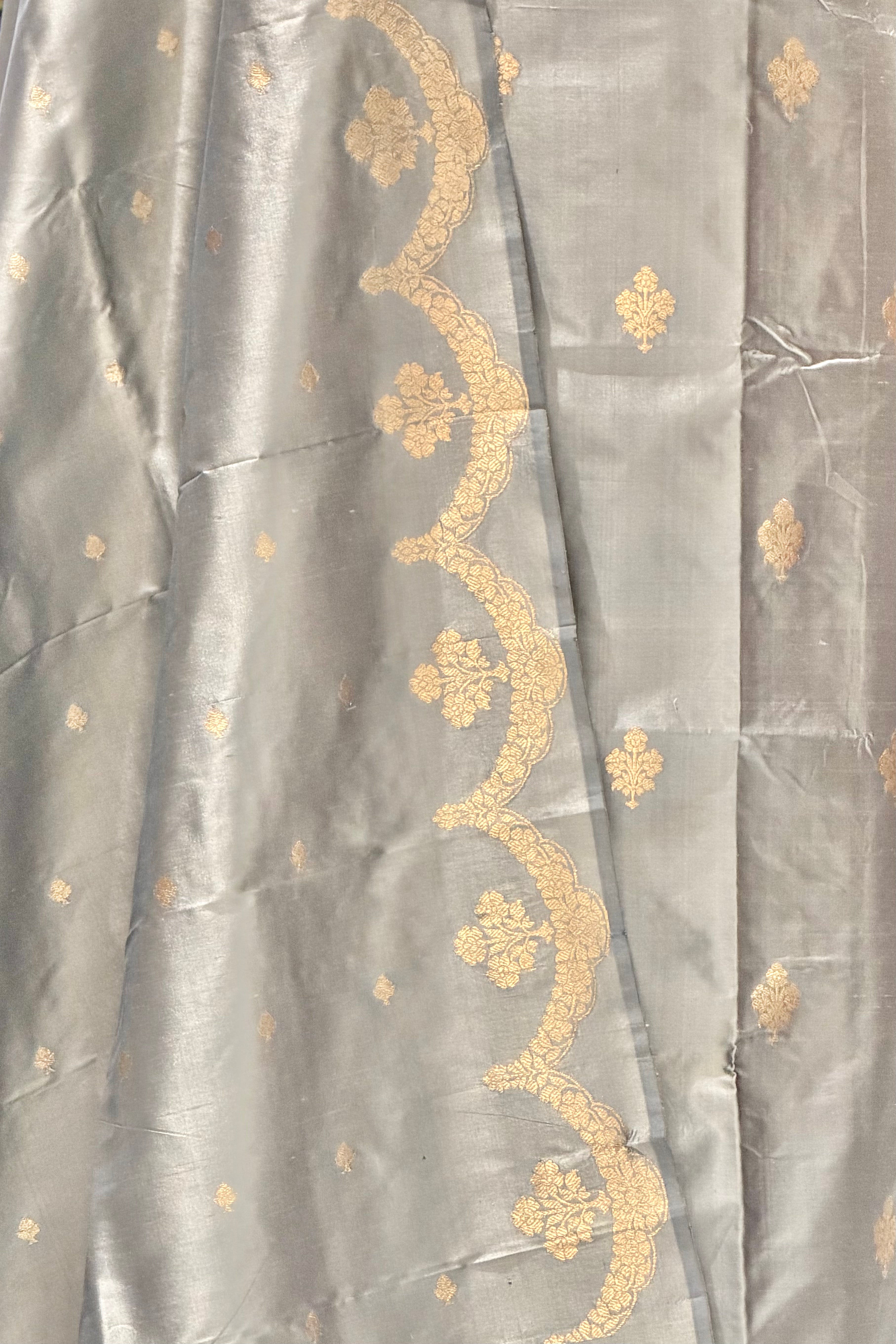 Grey Pure Katan Silk Suit Set