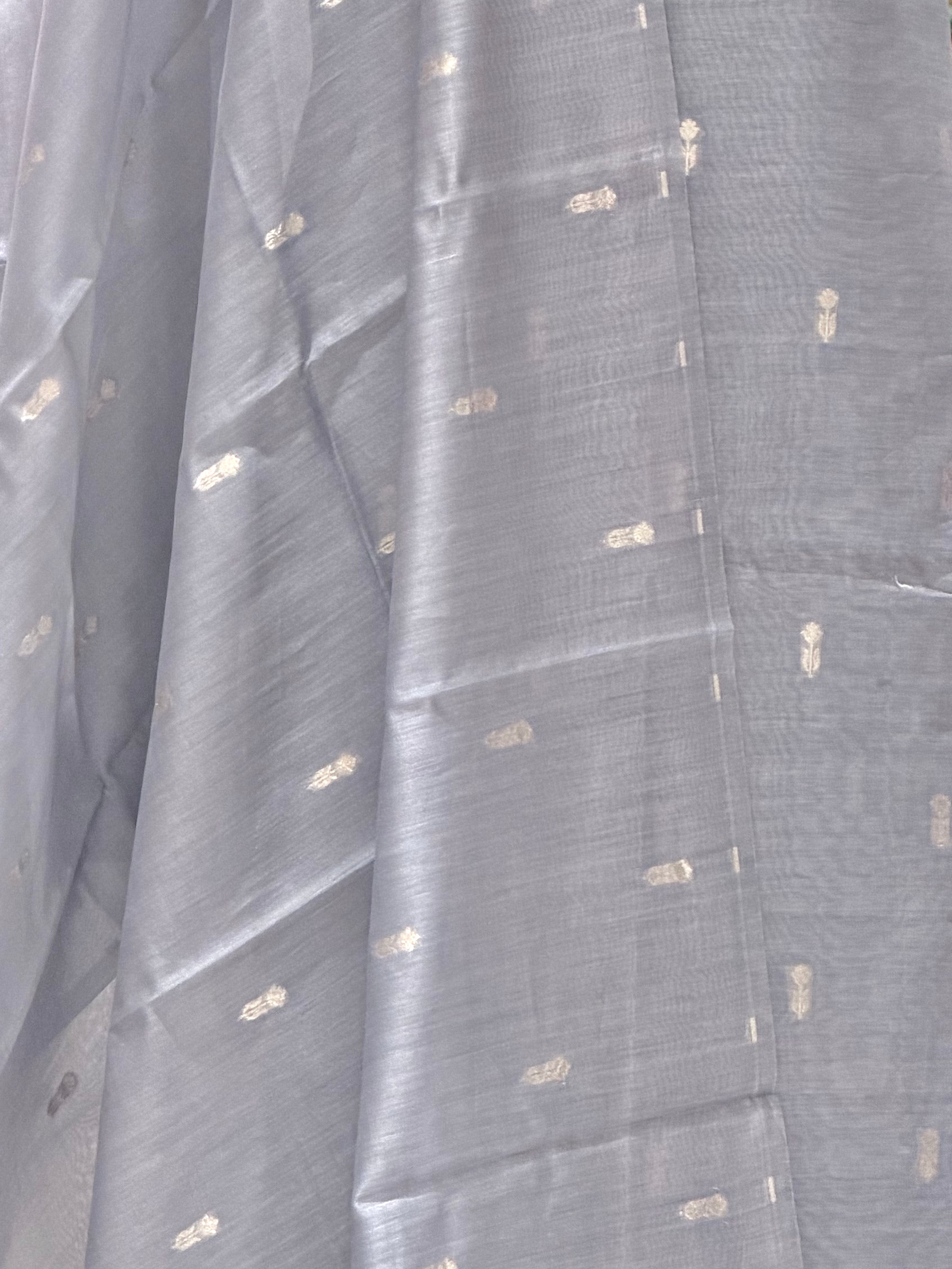 Grey Pure Chanderi Silk Suit Set