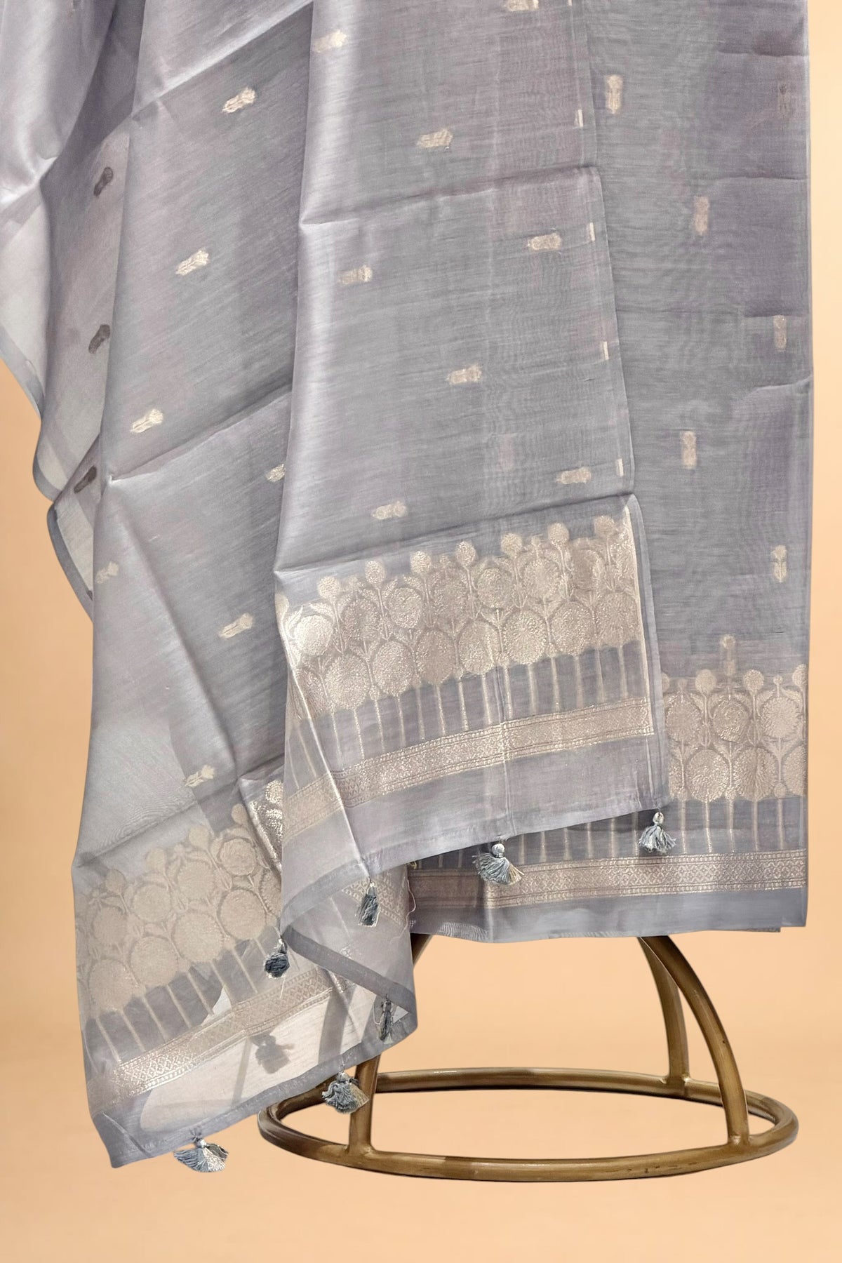 Grey Pure Chanderi Silk Suit Set