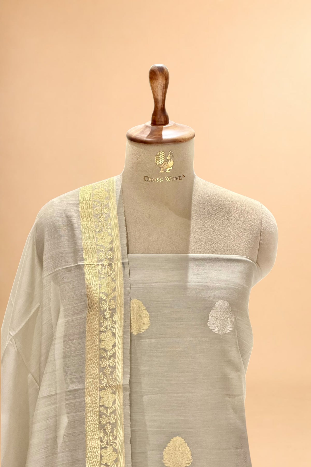 Grey Pure Sona Rupa Premium Cotton Banarasi Suit Set