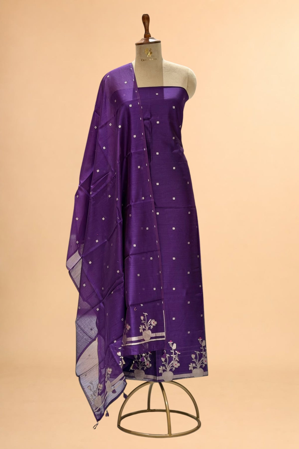 Purple Pure Banarasi Chanderi Silk Suit Set