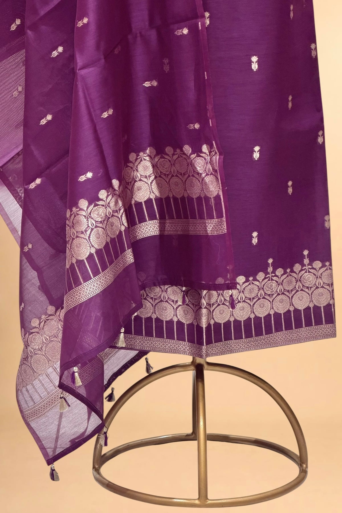 Purple Pure Chanderi Silk Suit Set