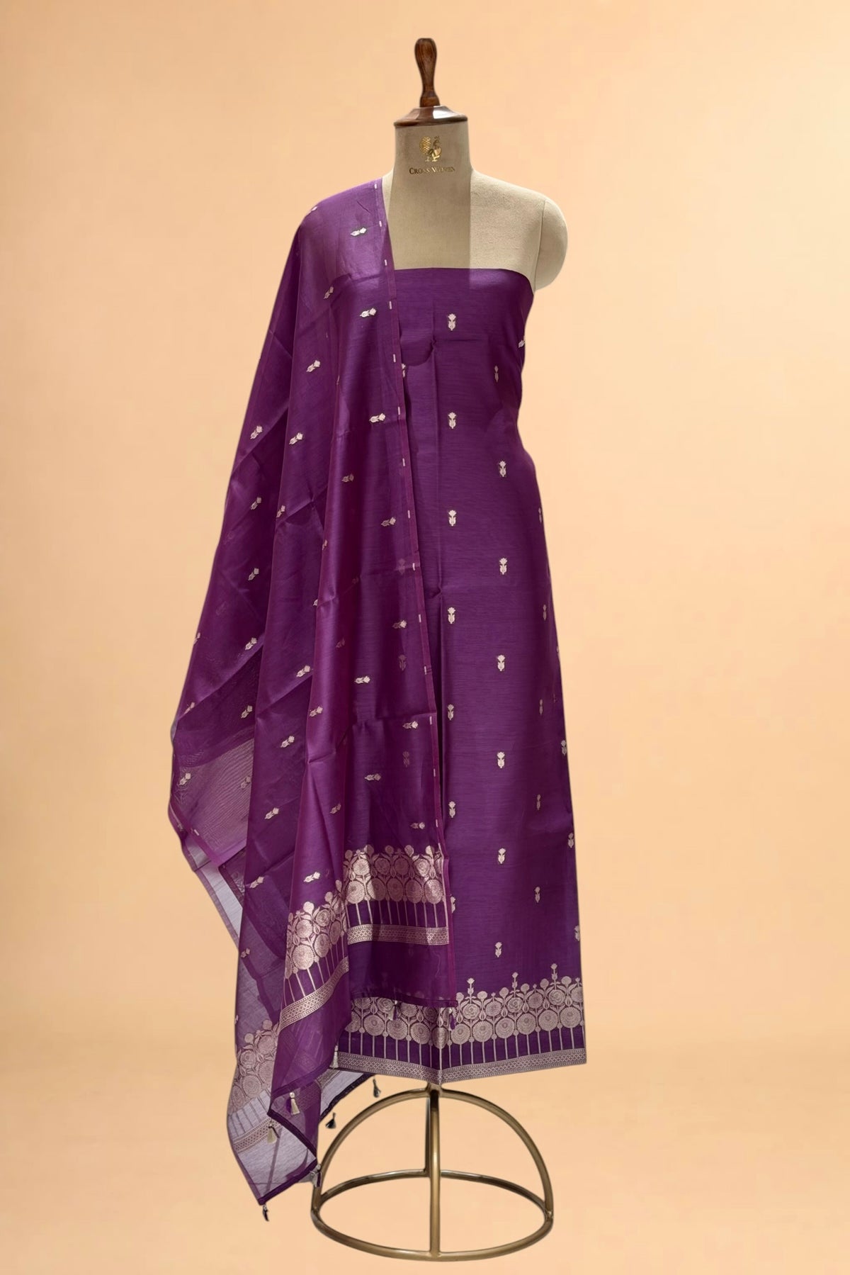 Purple Pure Chanderi Silk Suit Set