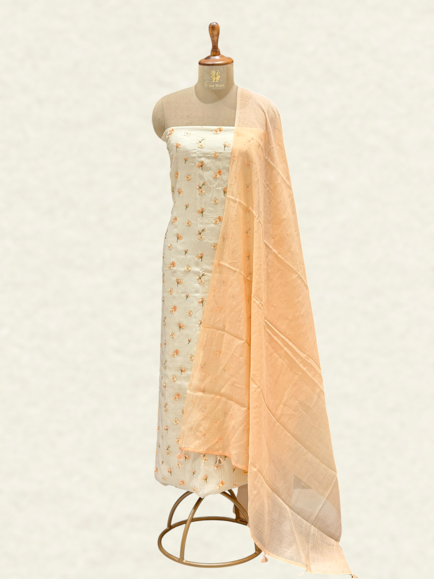 White Pure Mul Cotton Suit Set With Mukaish Work Dupatta