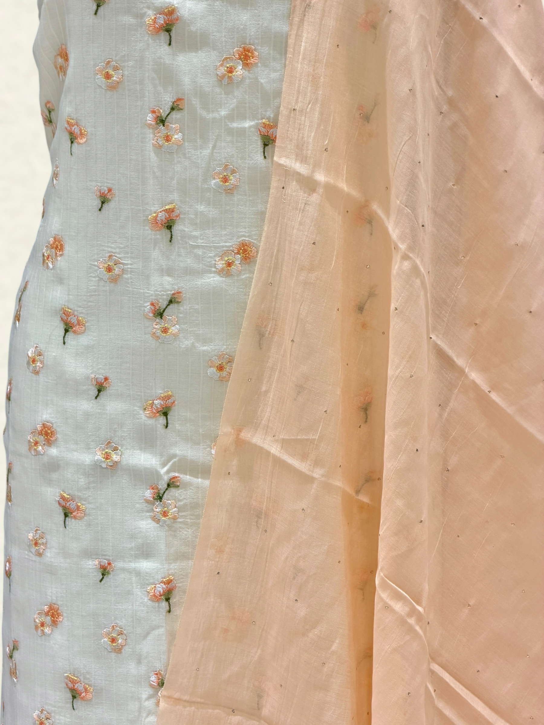 White Pure Mul Cotton Suit Set With Mukaish Work Dupatta