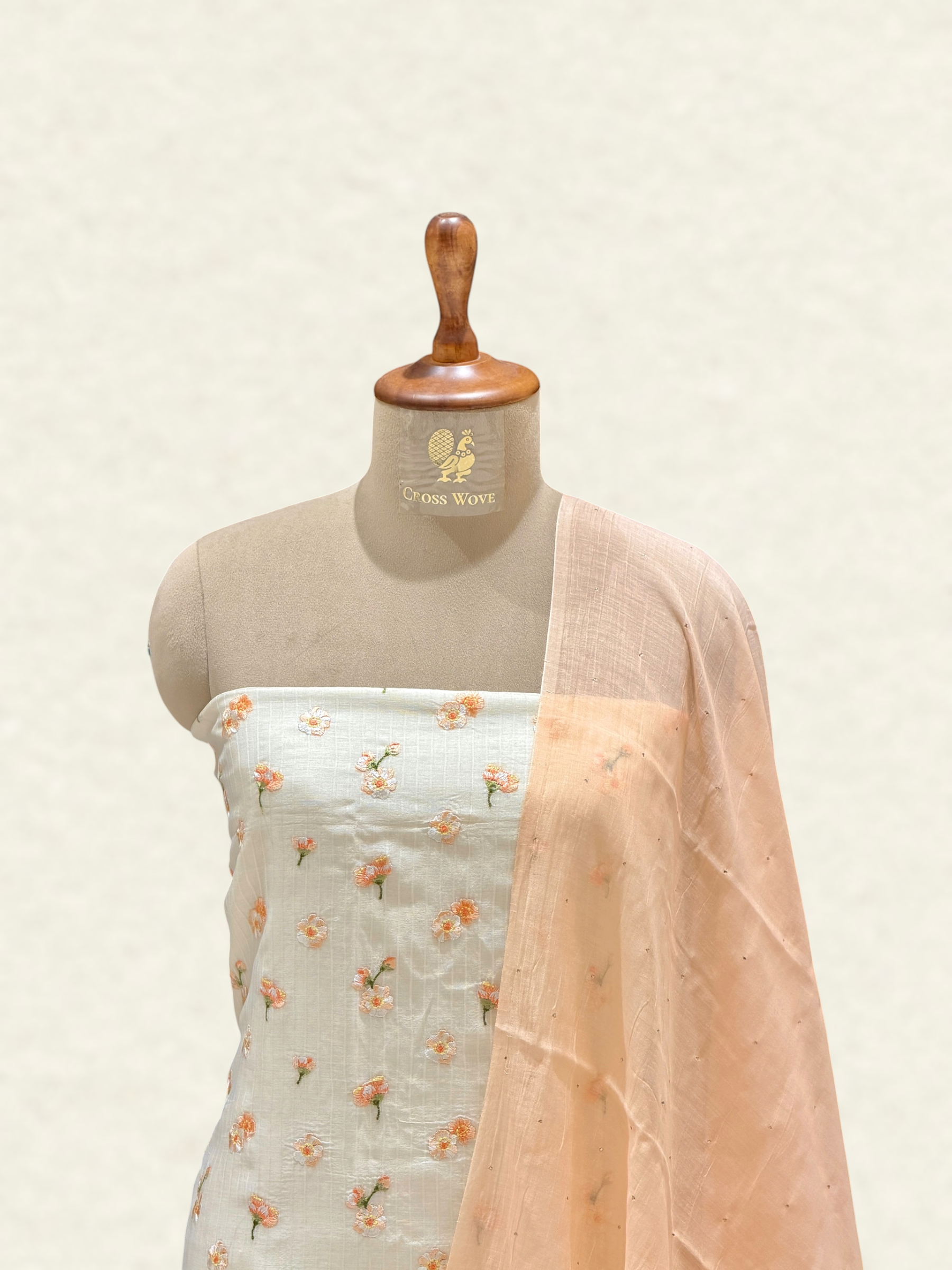 White Pure Mul Cotton Suit Set With Mukaish Work Dupatta